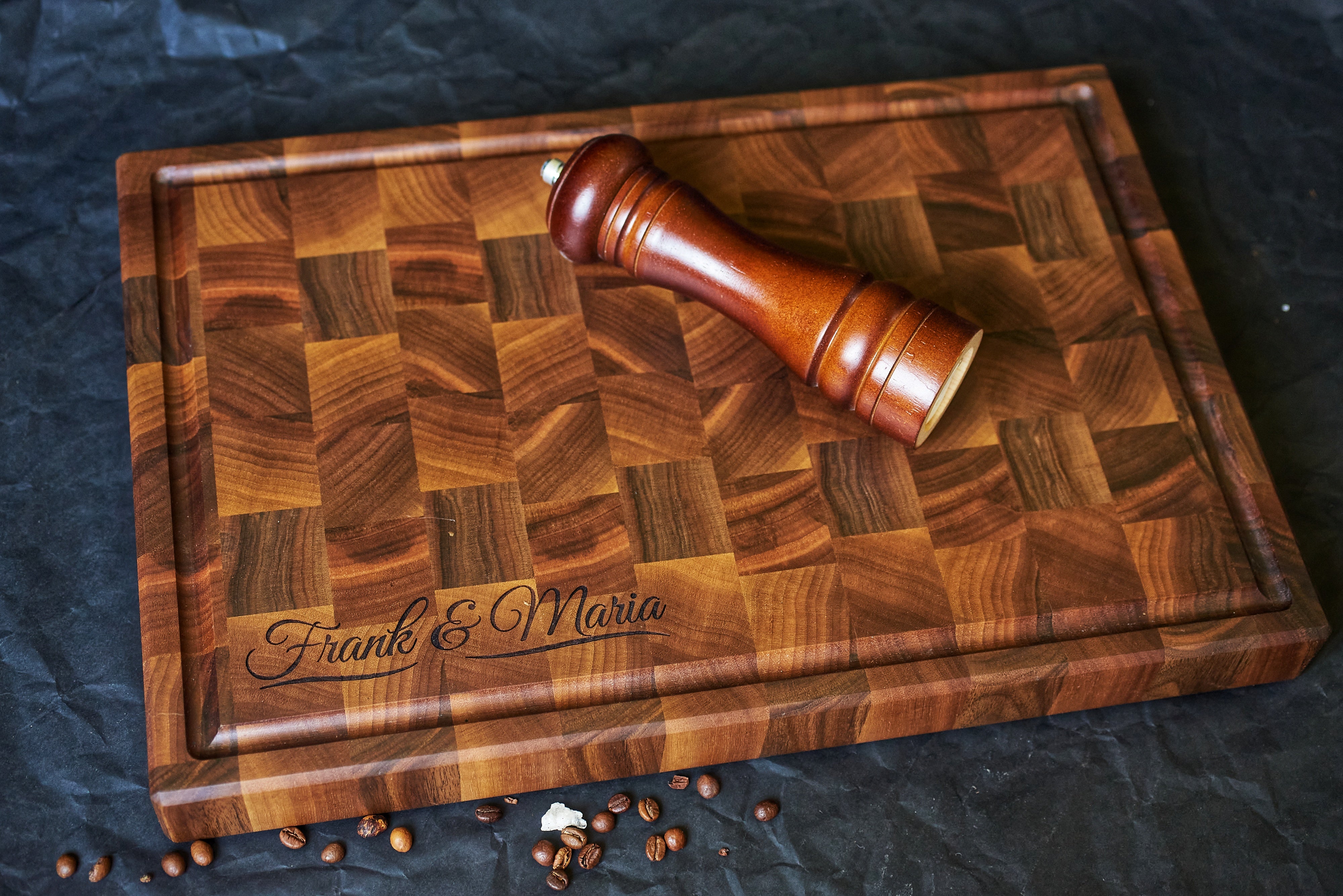 Personalized Double-sided Walnut End Grain Cutting Board