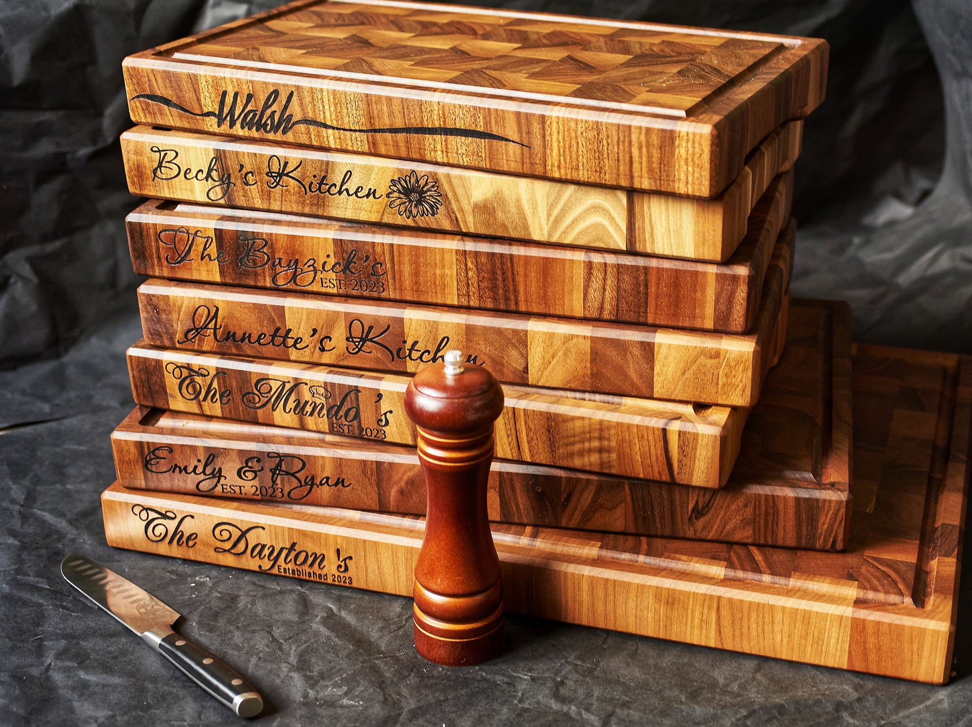 Personalized Double-sided Walnut End Grain Cutting Board