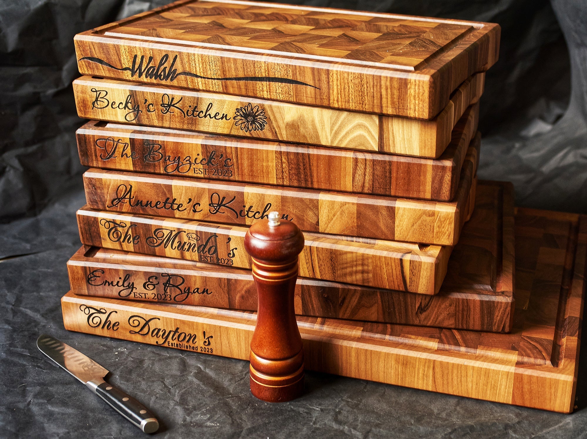 Personalized Double-sided Walnut End Grain Cutting Board