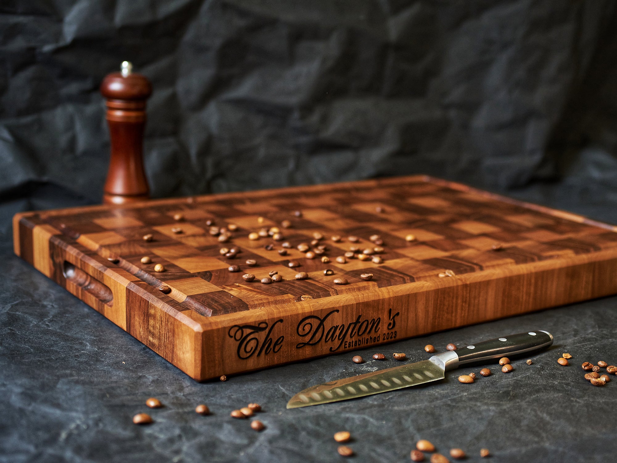 Personalized Double-sided Walnut End Grain Cutting Board