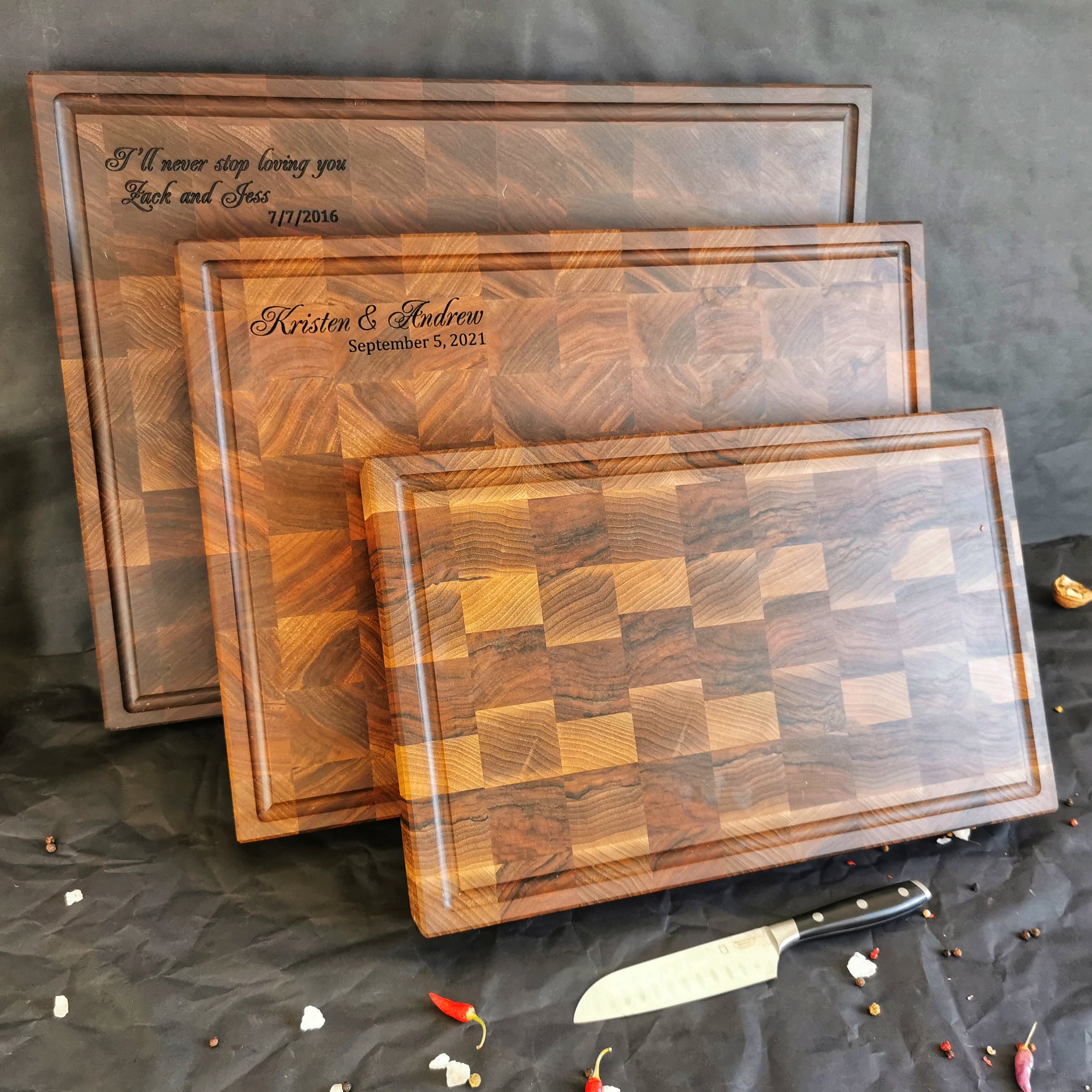 Personalized Double-sided Walnut End Grain Cutting Board