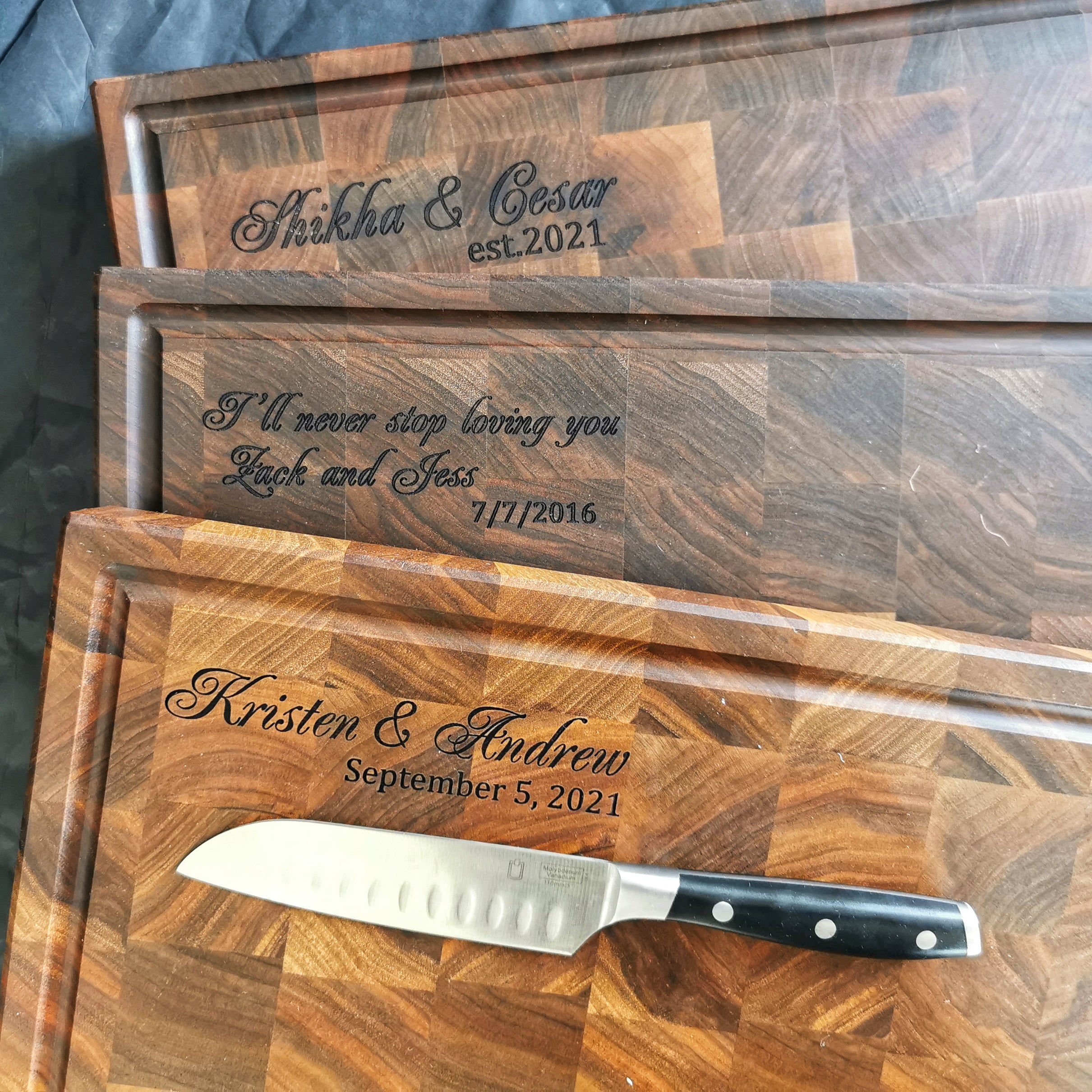 Personalized Double-sided Walnut End Grain Cutting Board