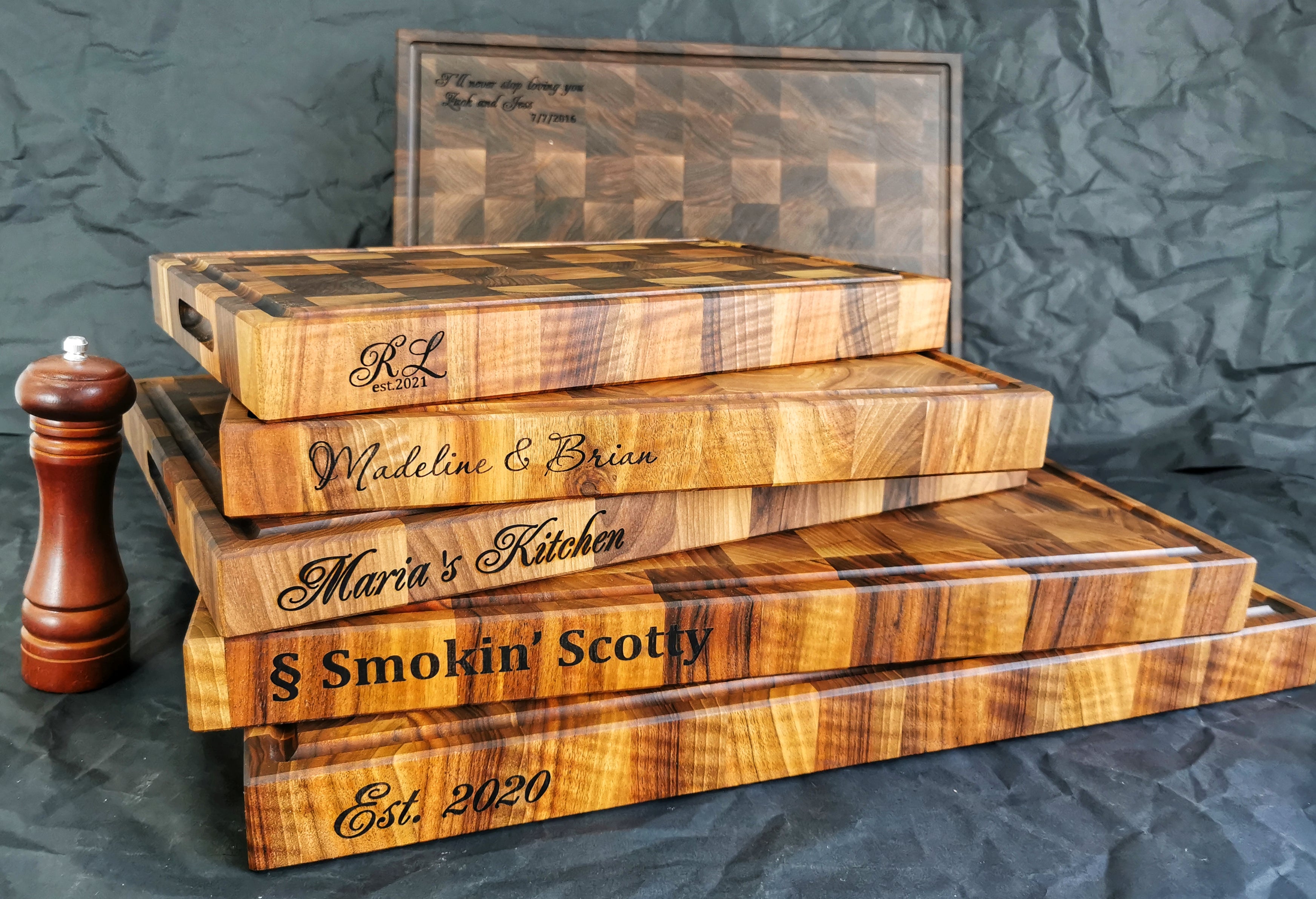 Personalized Double-sided Walnut End Grain Cutting Board