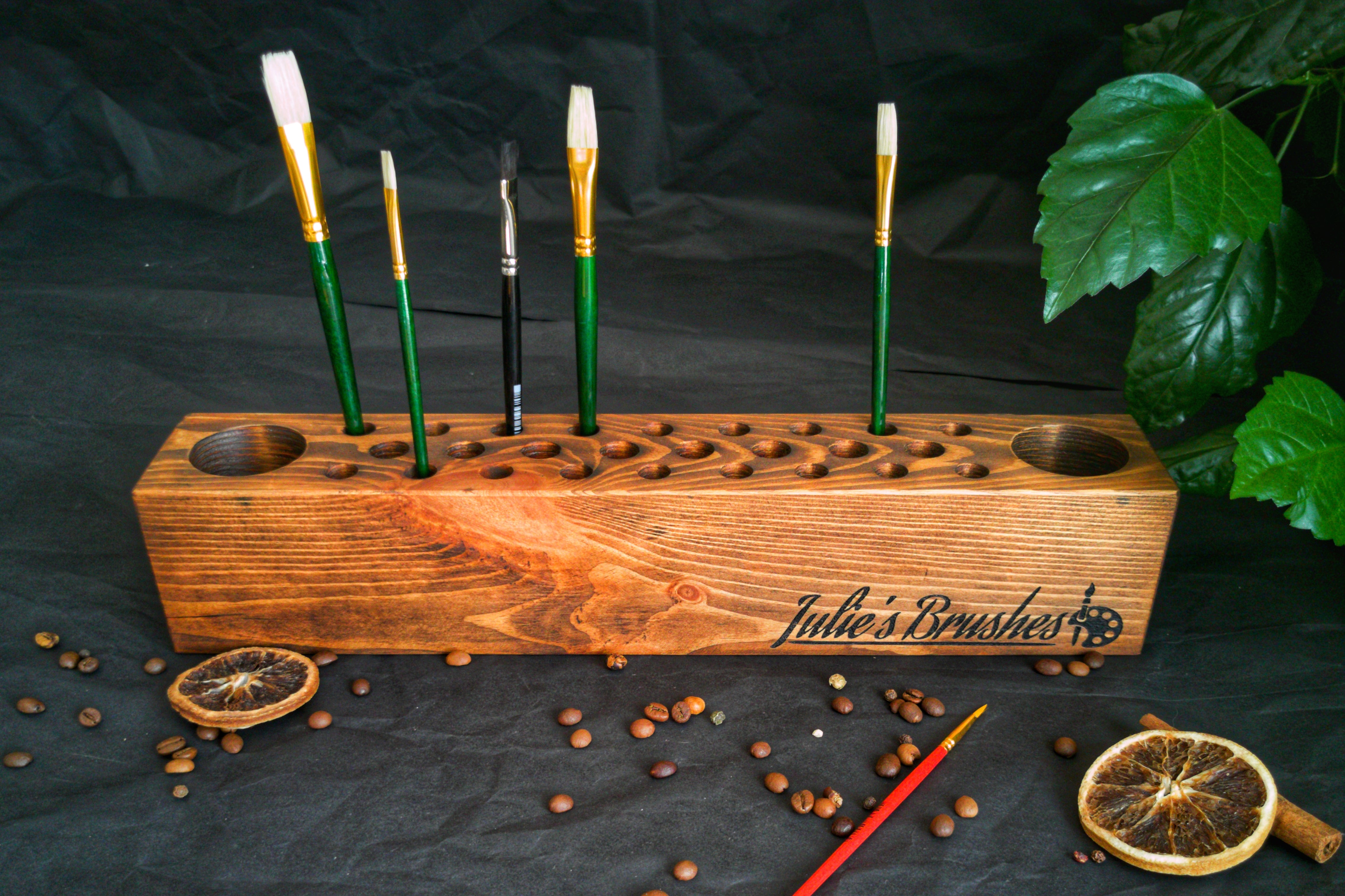 Personalized Paint Brush Holder | Handmade Wooden Gift for Artists & Painters