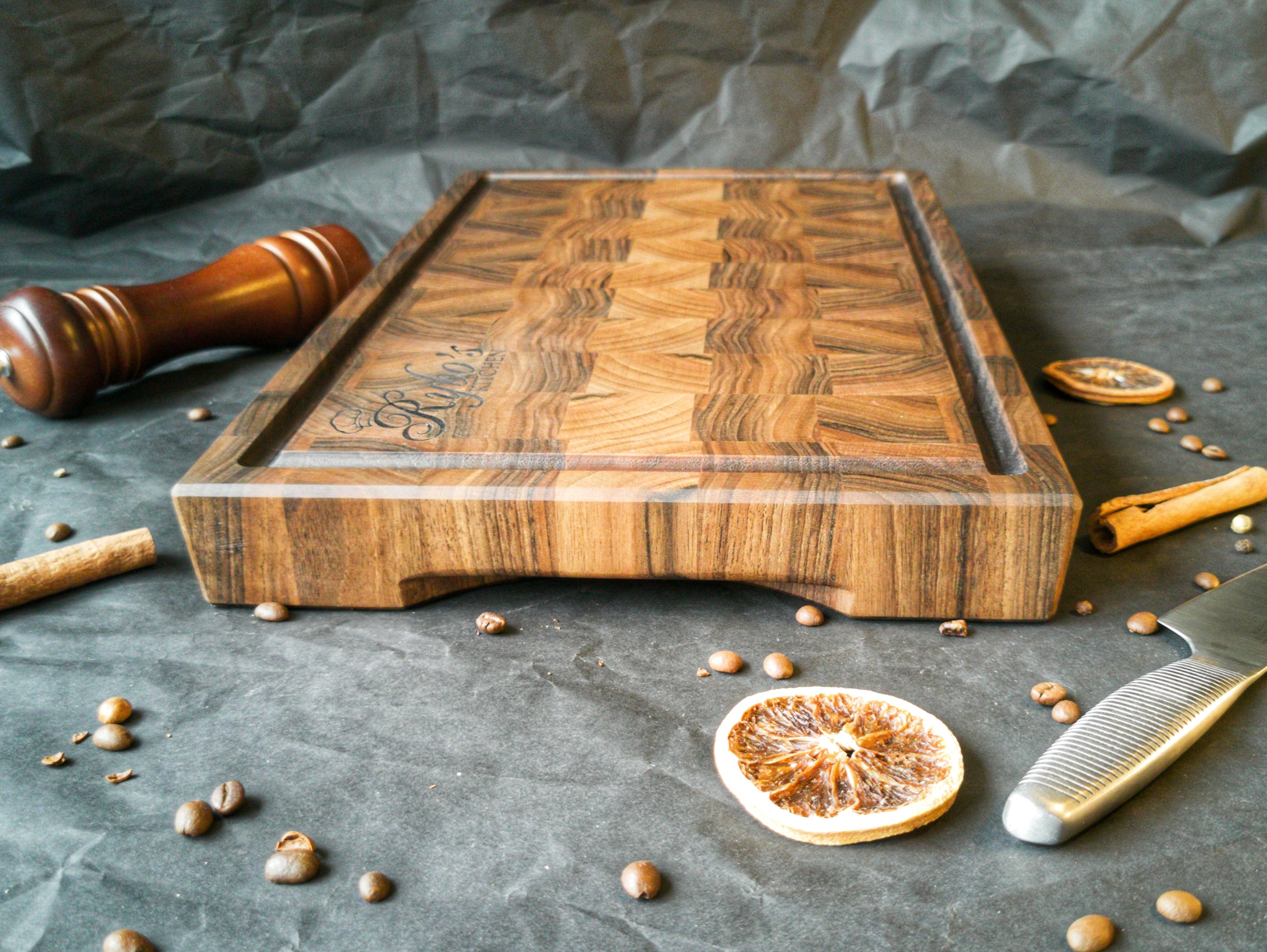 Personalized Walnut End Grain Cutting Board
