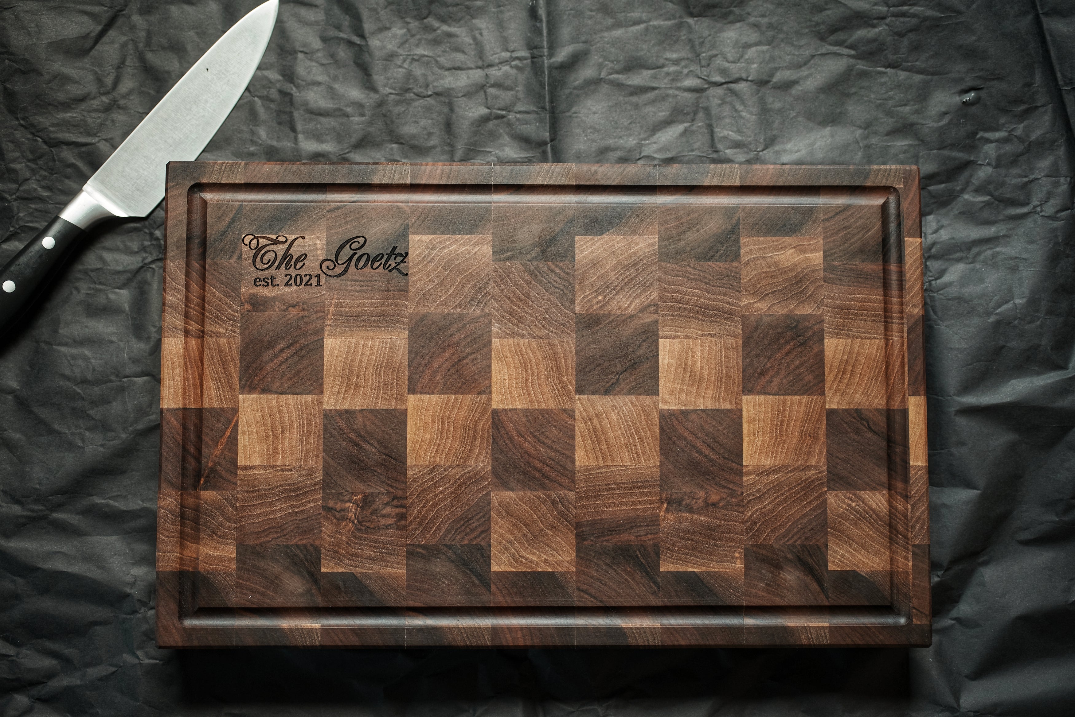 Personalized Walnut End Grain Cutting Board