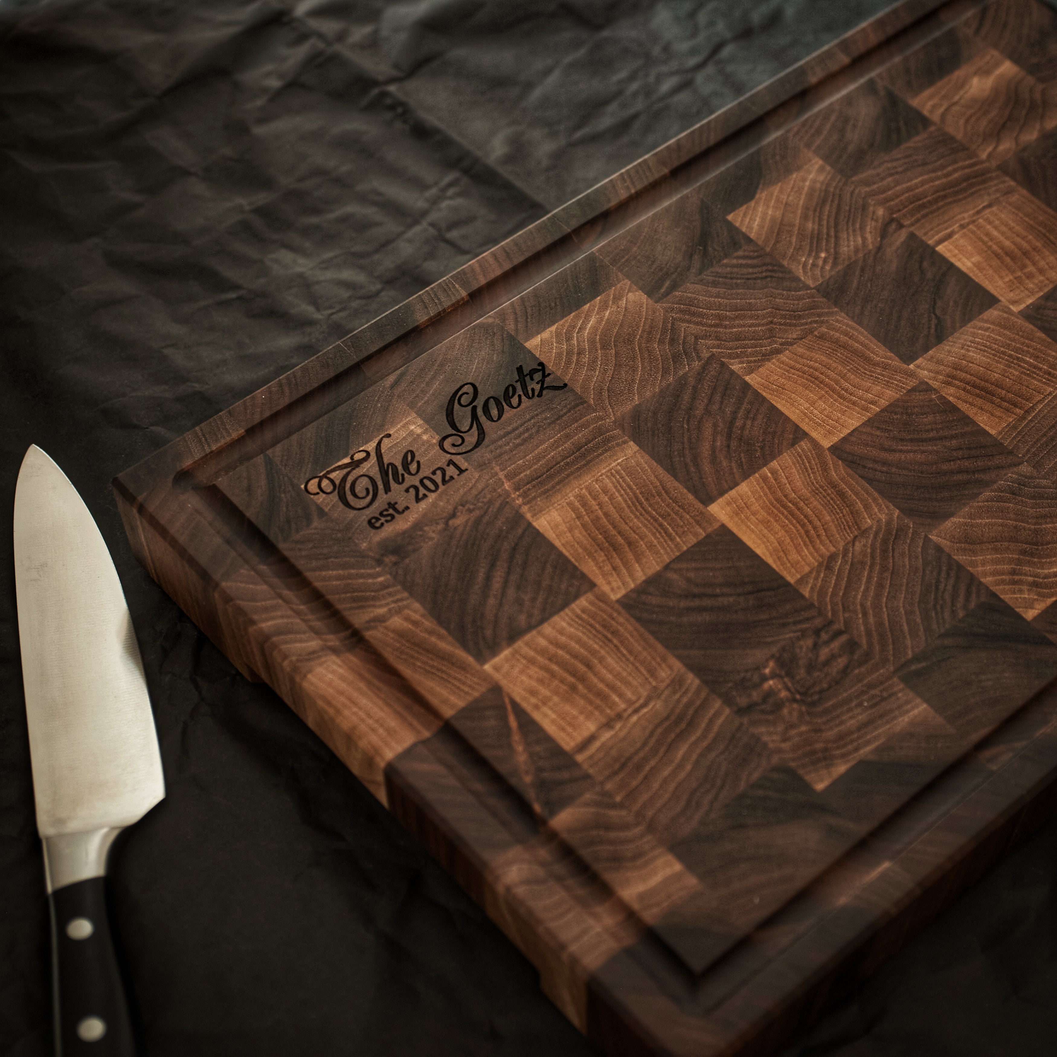 Personalized Walnut End Grain Cutting Board