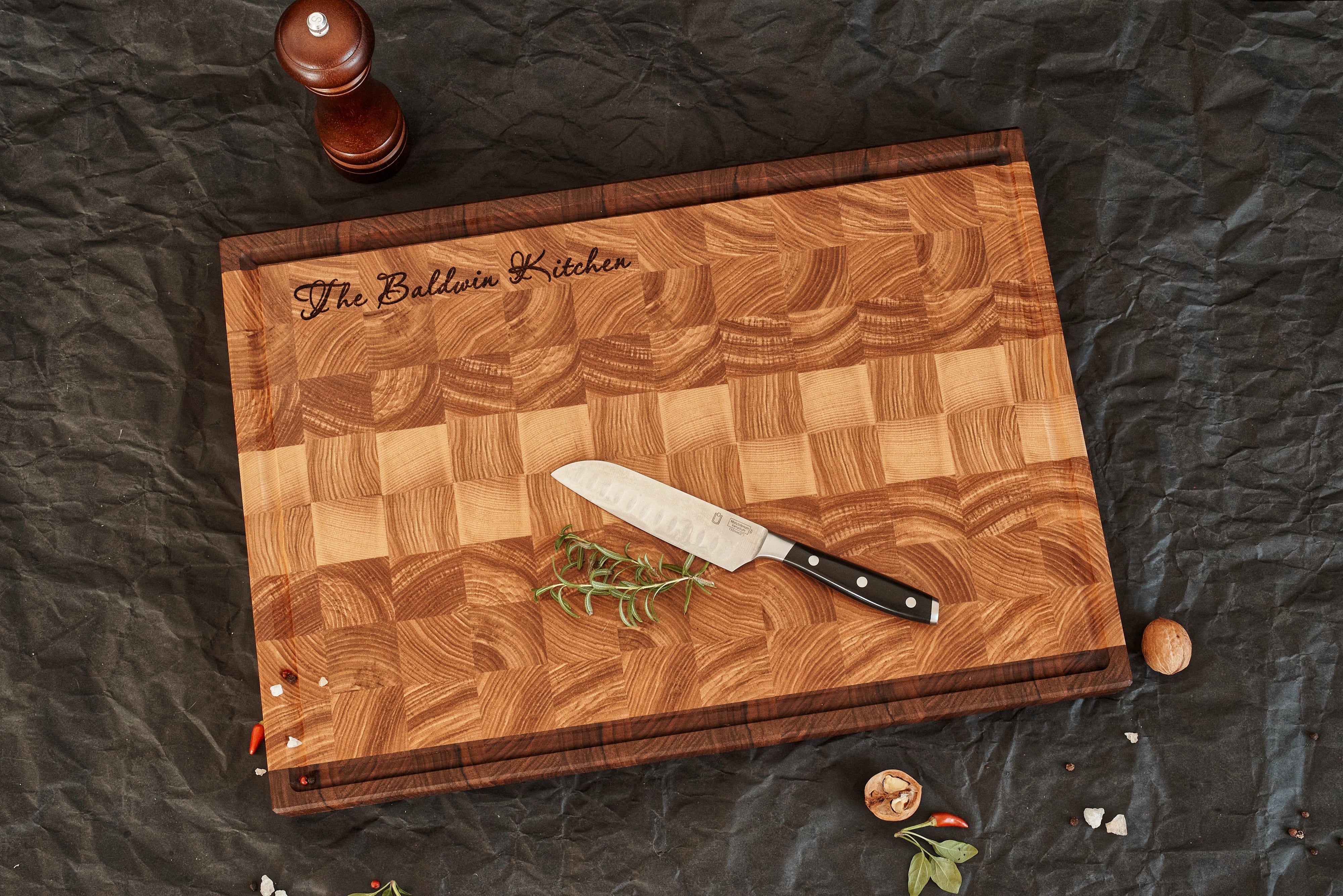Personalized Double-sided Walnut and Cherry End Grain Cutting Board