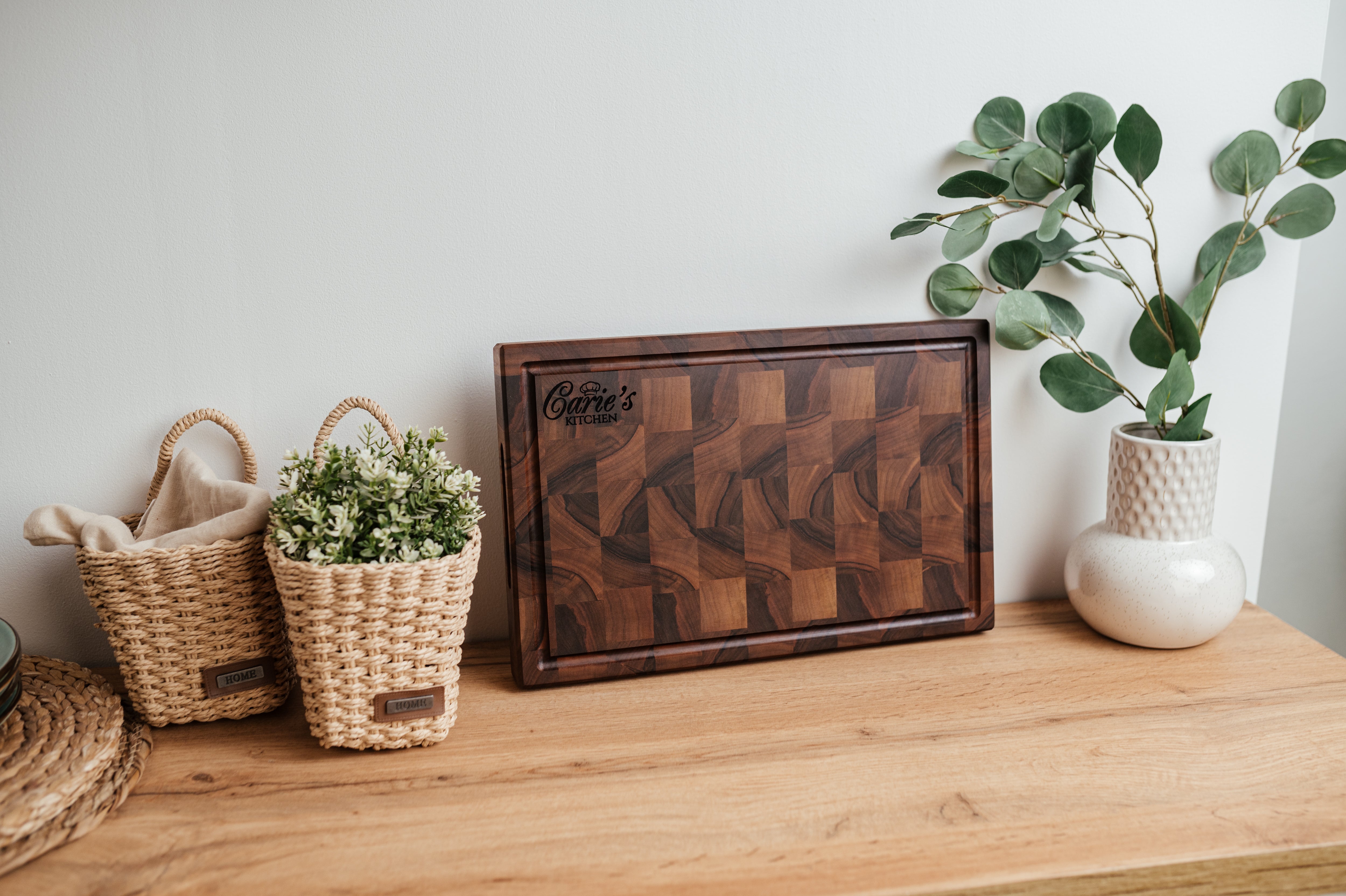 Personalized Double-sided Walnut  End Grain Cutting Board