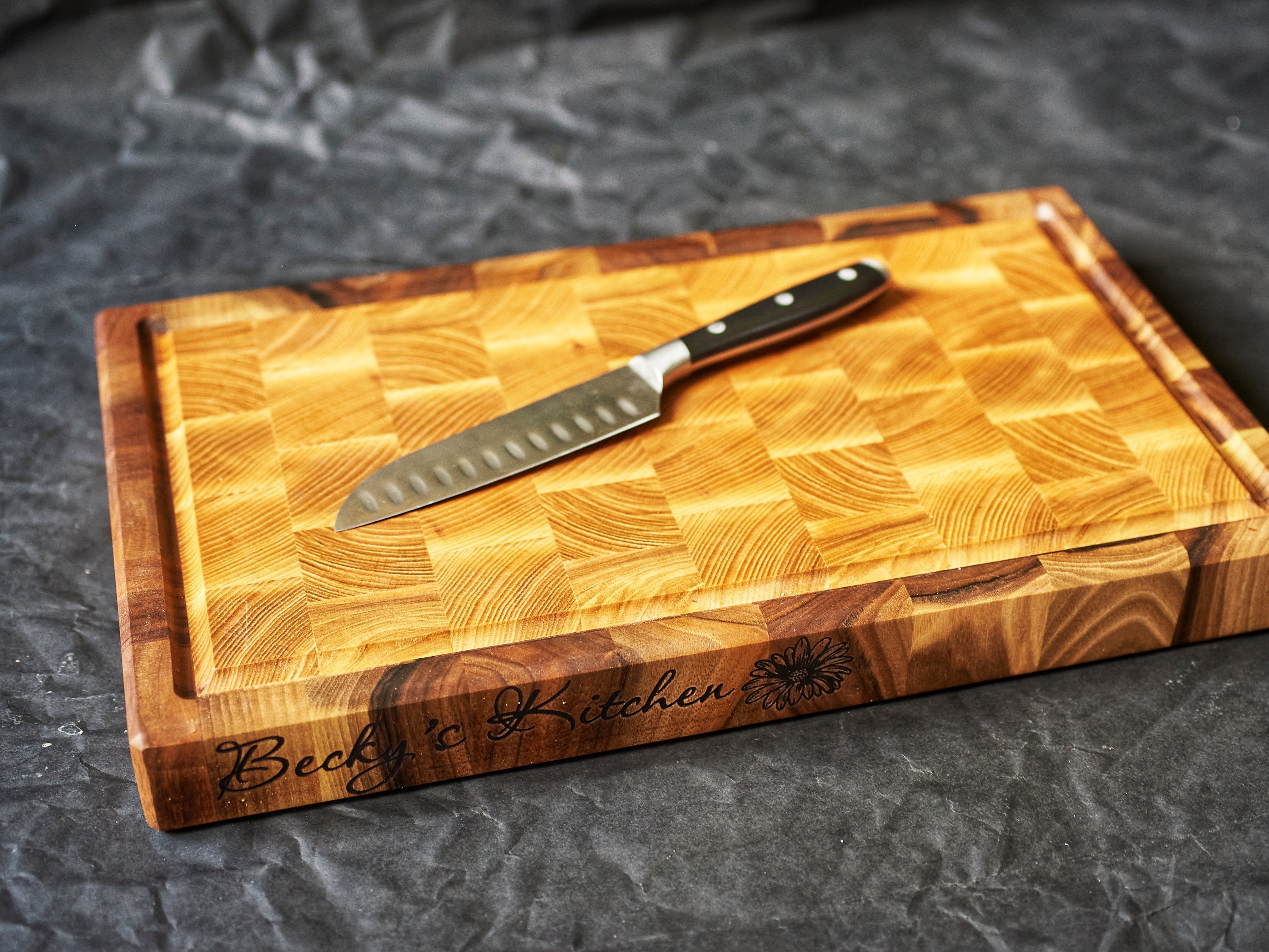 Personalized Walnut and Cherry End Grain Cutting Board