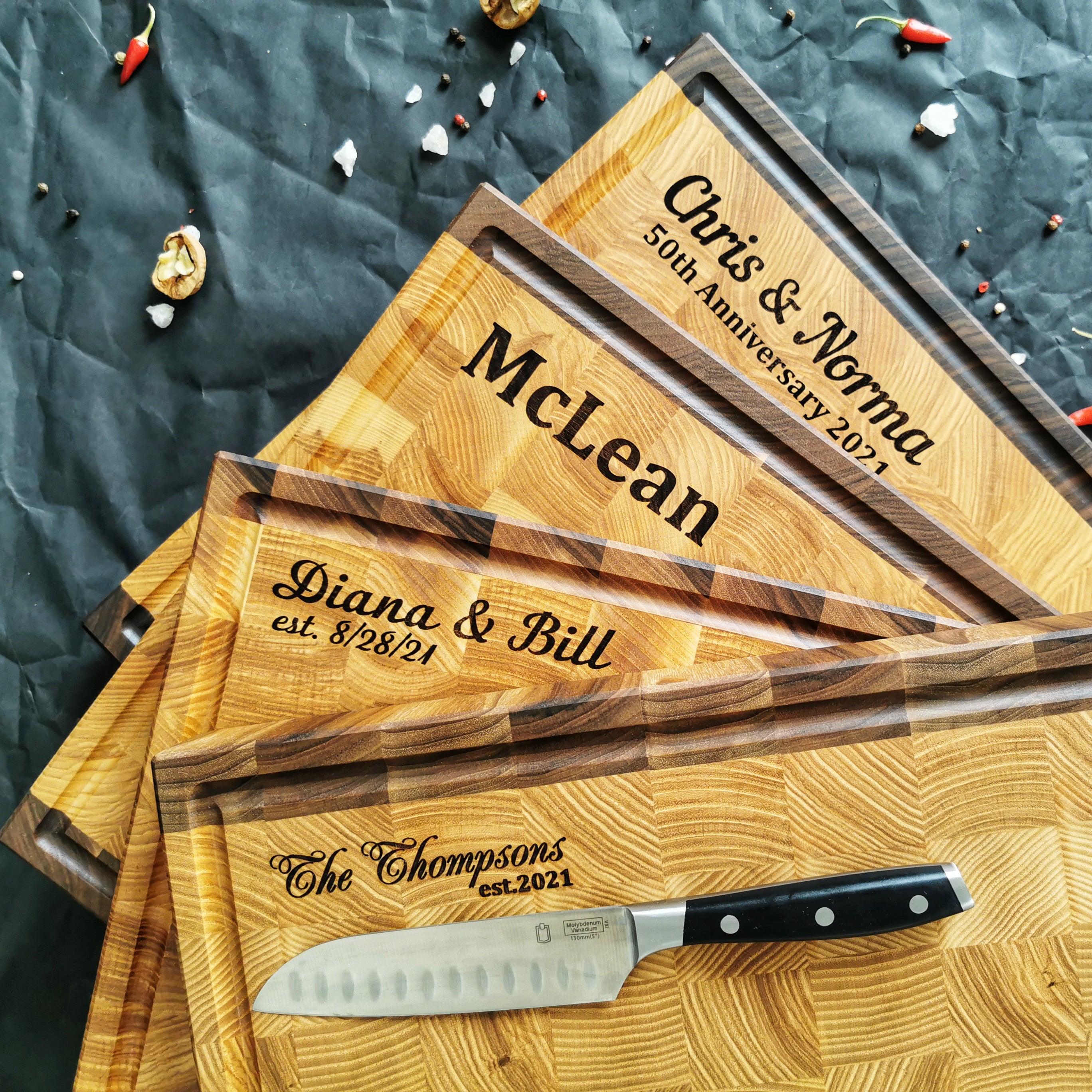 Personalized Walnut and Cherry End Grain Cutting Board