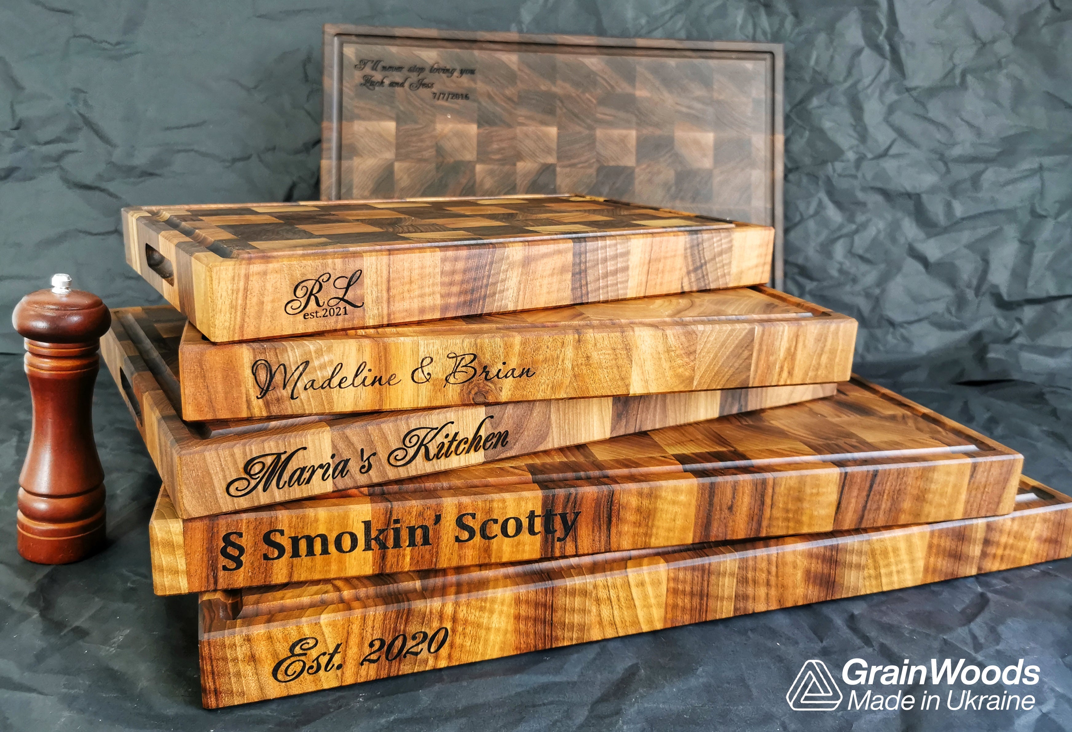 Personalized Double-sided Walnut  End Grain Cutting Board