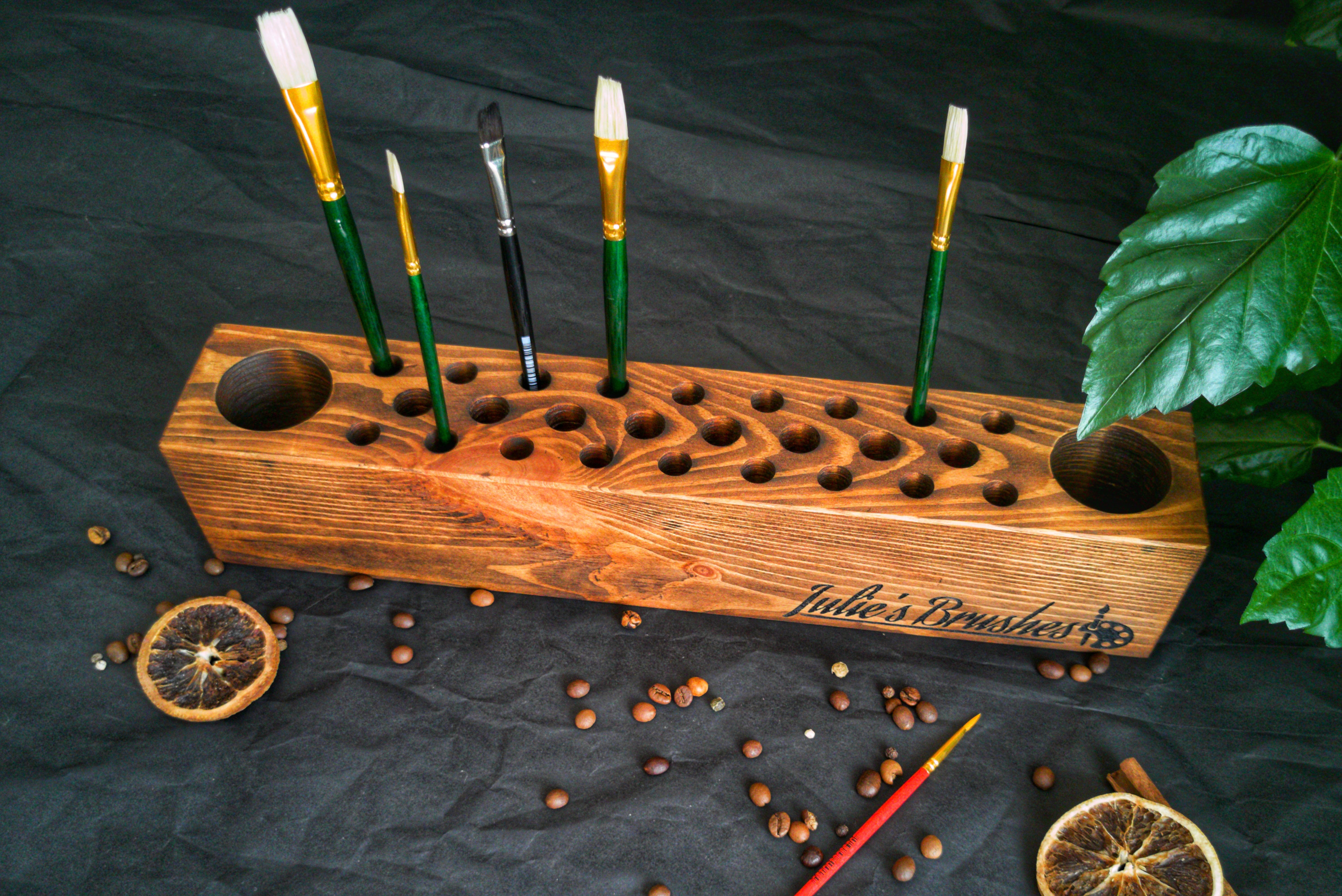 Personalized Paint Brush Holder |  Handmade Wooden Gift for Artists & Painters