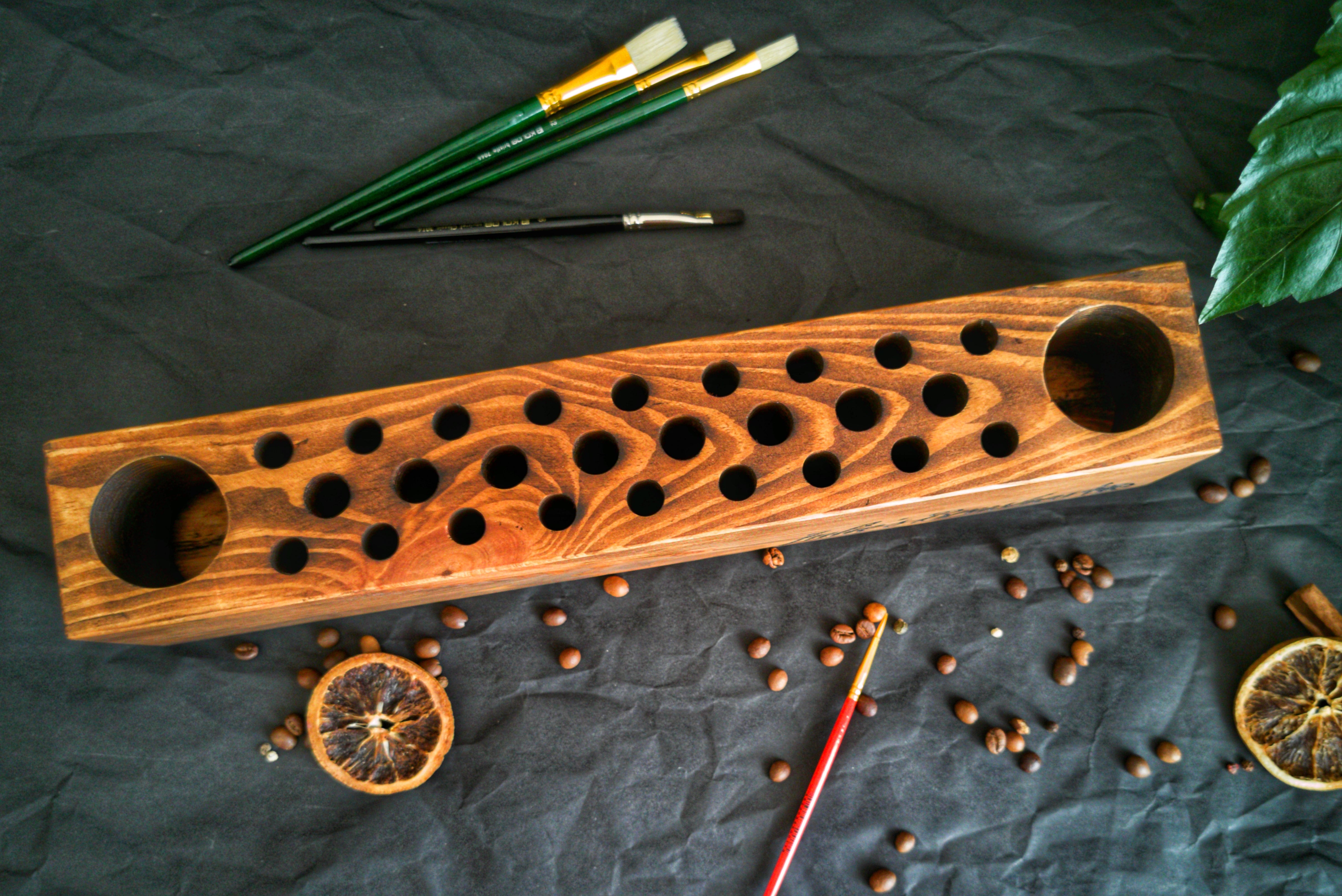 Personalized Paint Brush Holder |  Handmade Wooden Gift for Artists & Painters