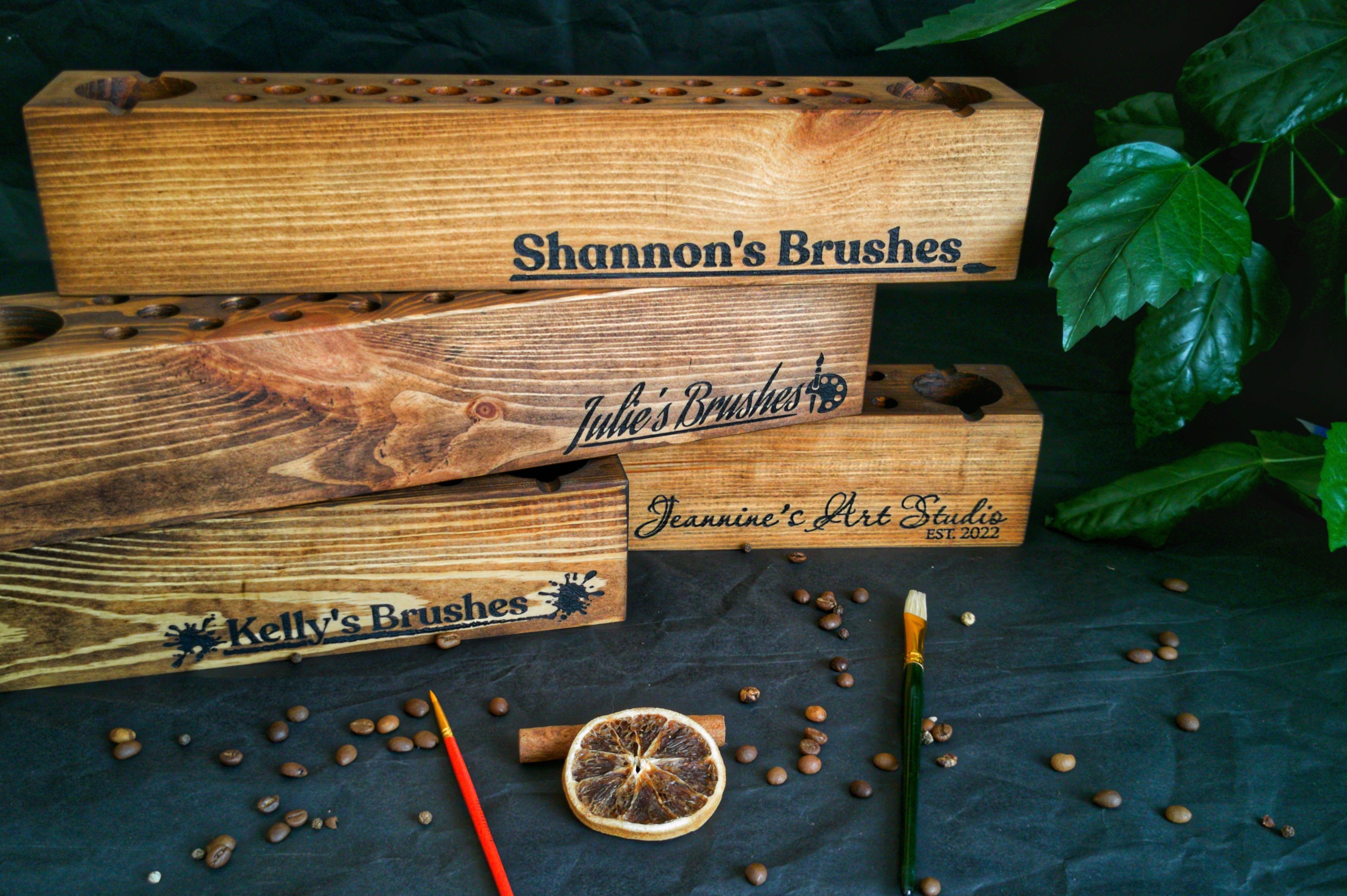 Personalized Paint Brush Holder |  Handmade Wooden Gift for Artists & Painters