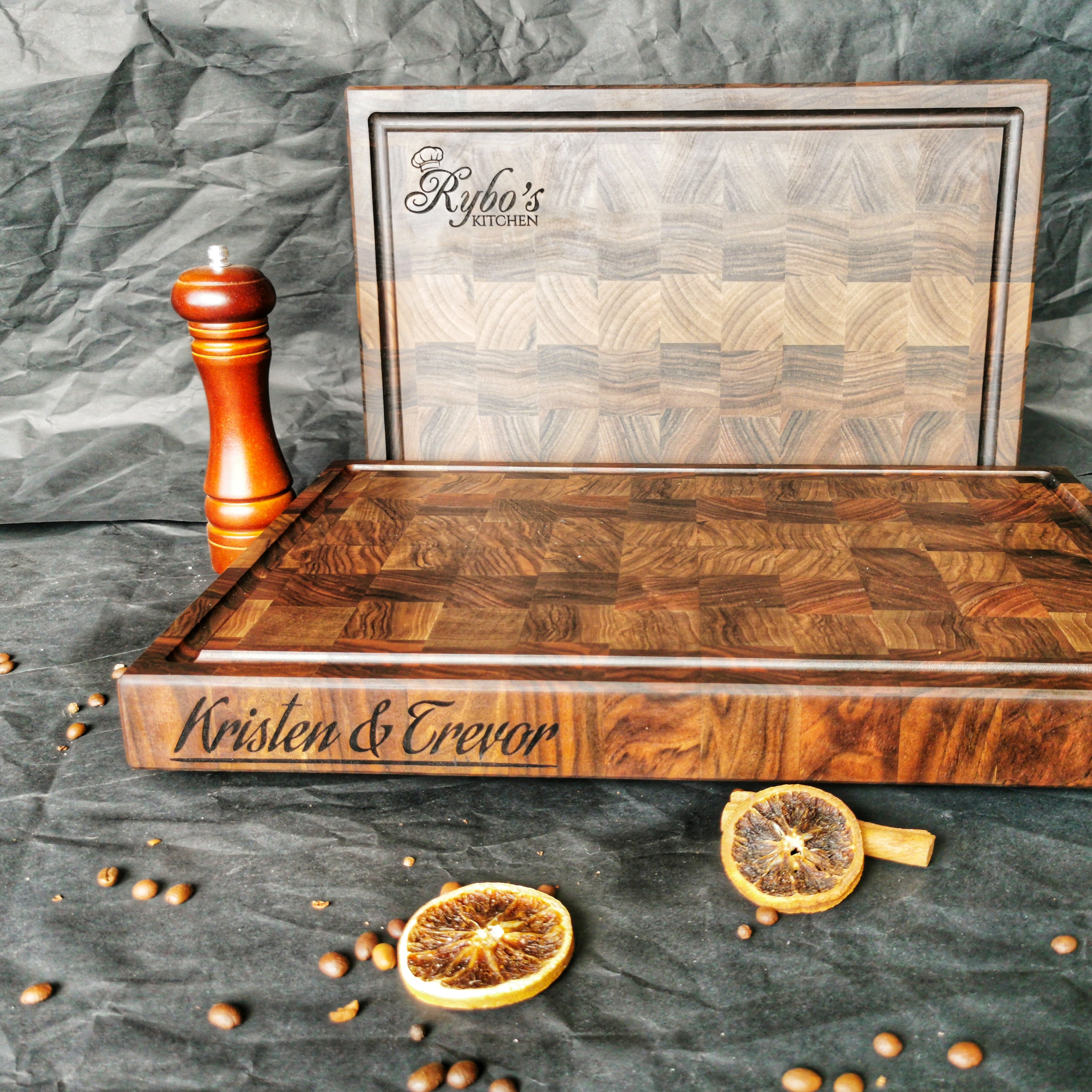 Personalized Double-sided Walnut  End Grain Cutting Board