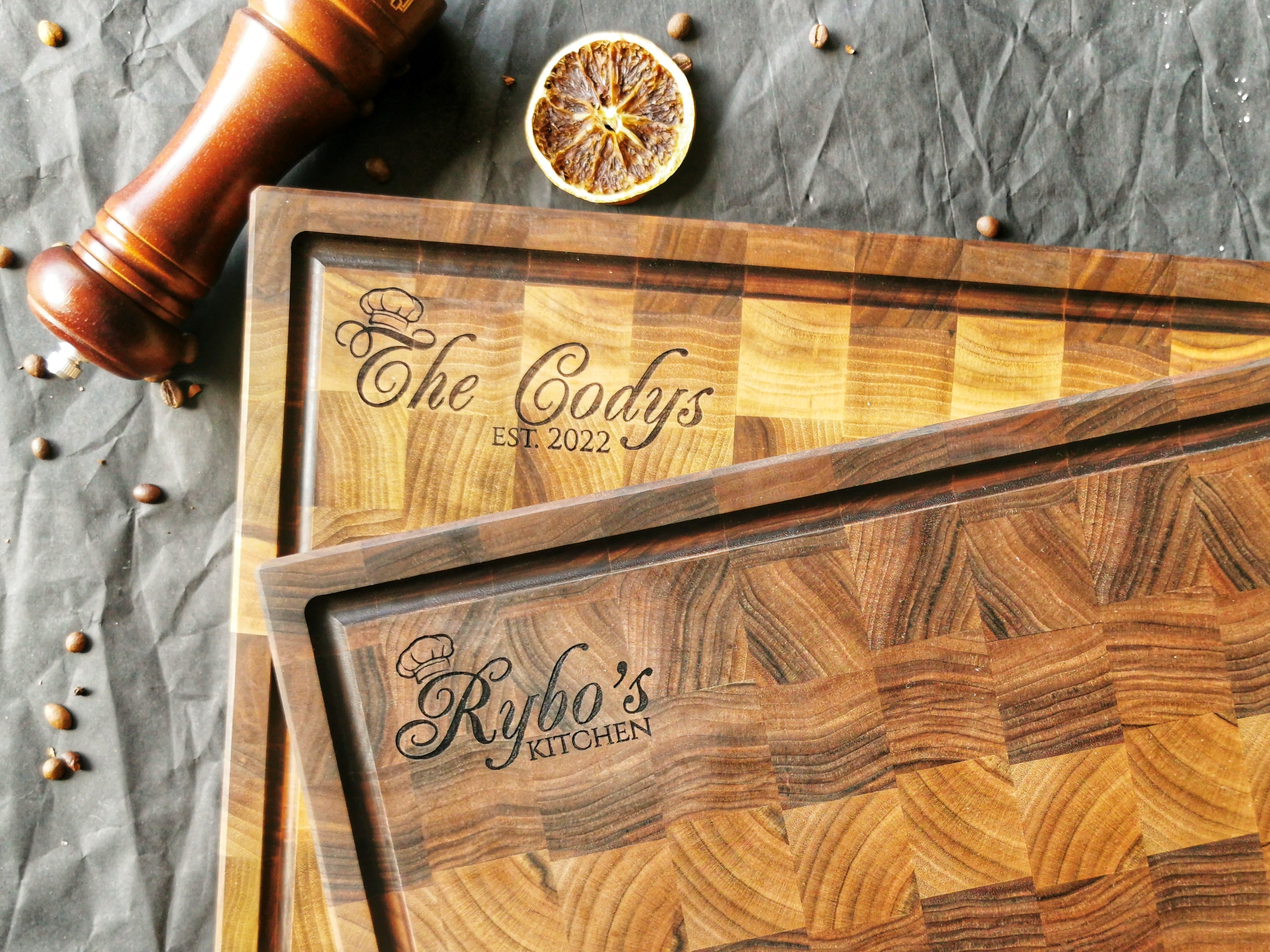 Personalized Double-sided Walnut  End Grain Cutting Board