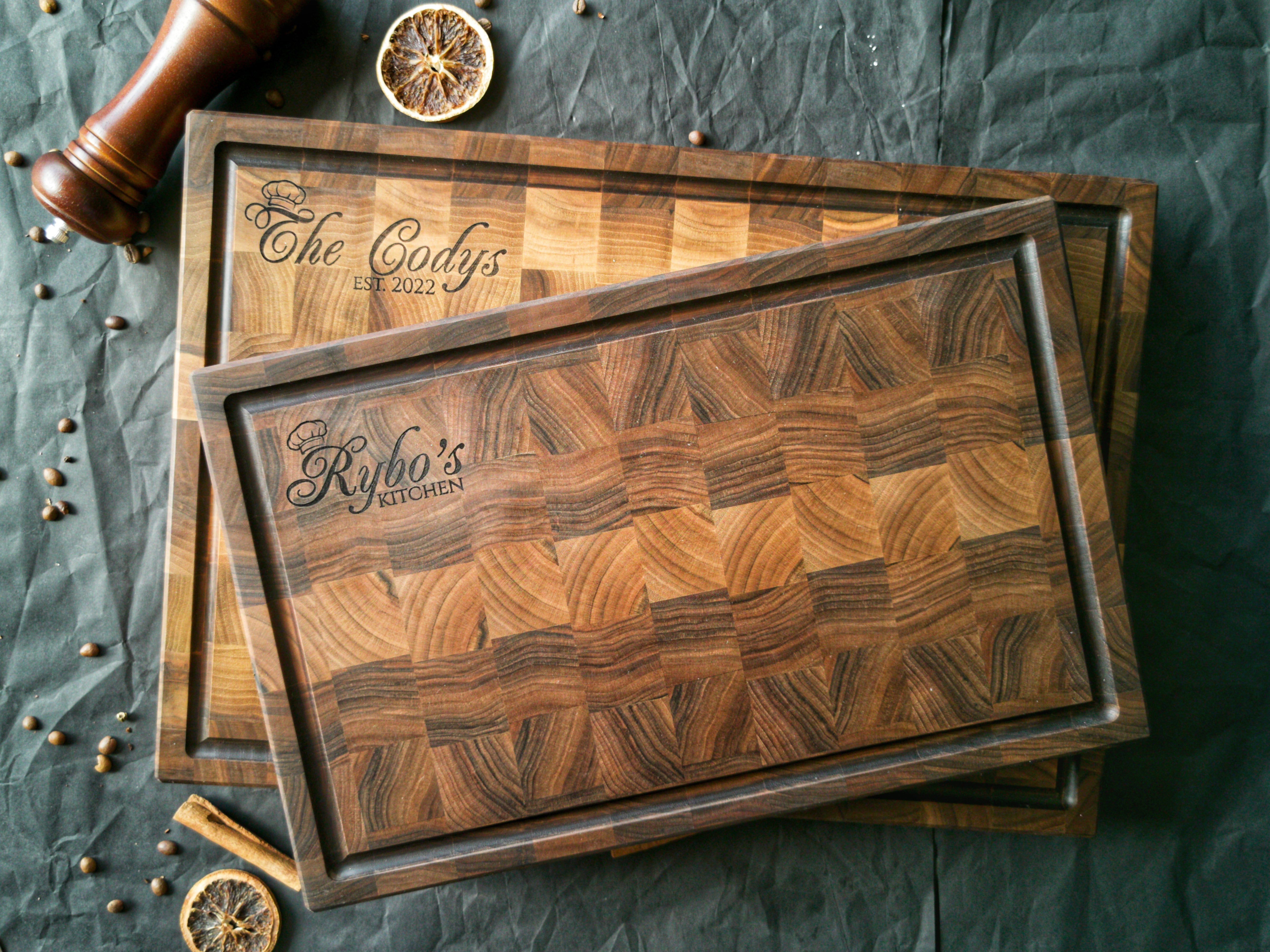 Personalized Walnut  End Grain Cutting Board