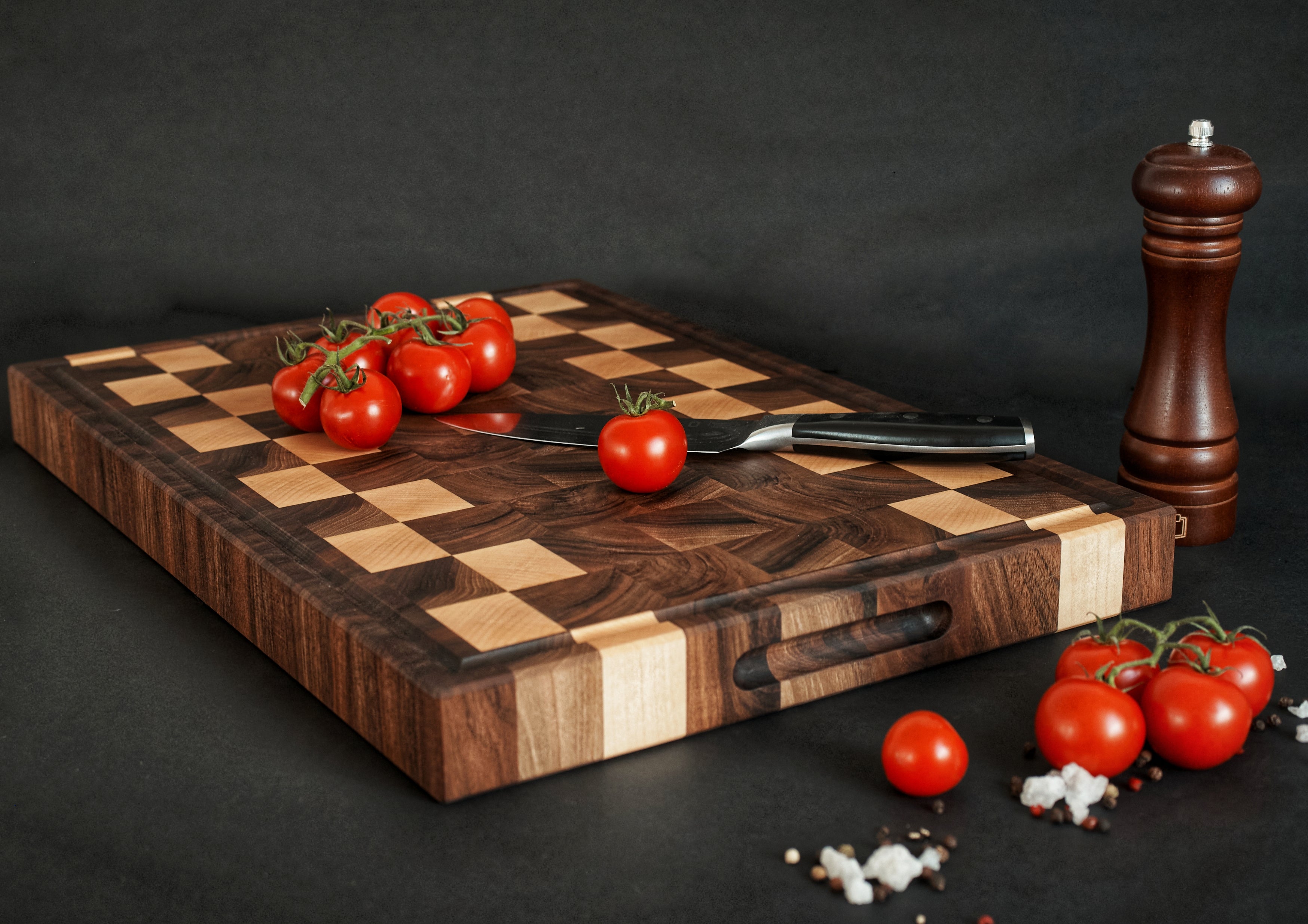 Personalized Double-sided Walnut and Maple End Grain Cutting Board