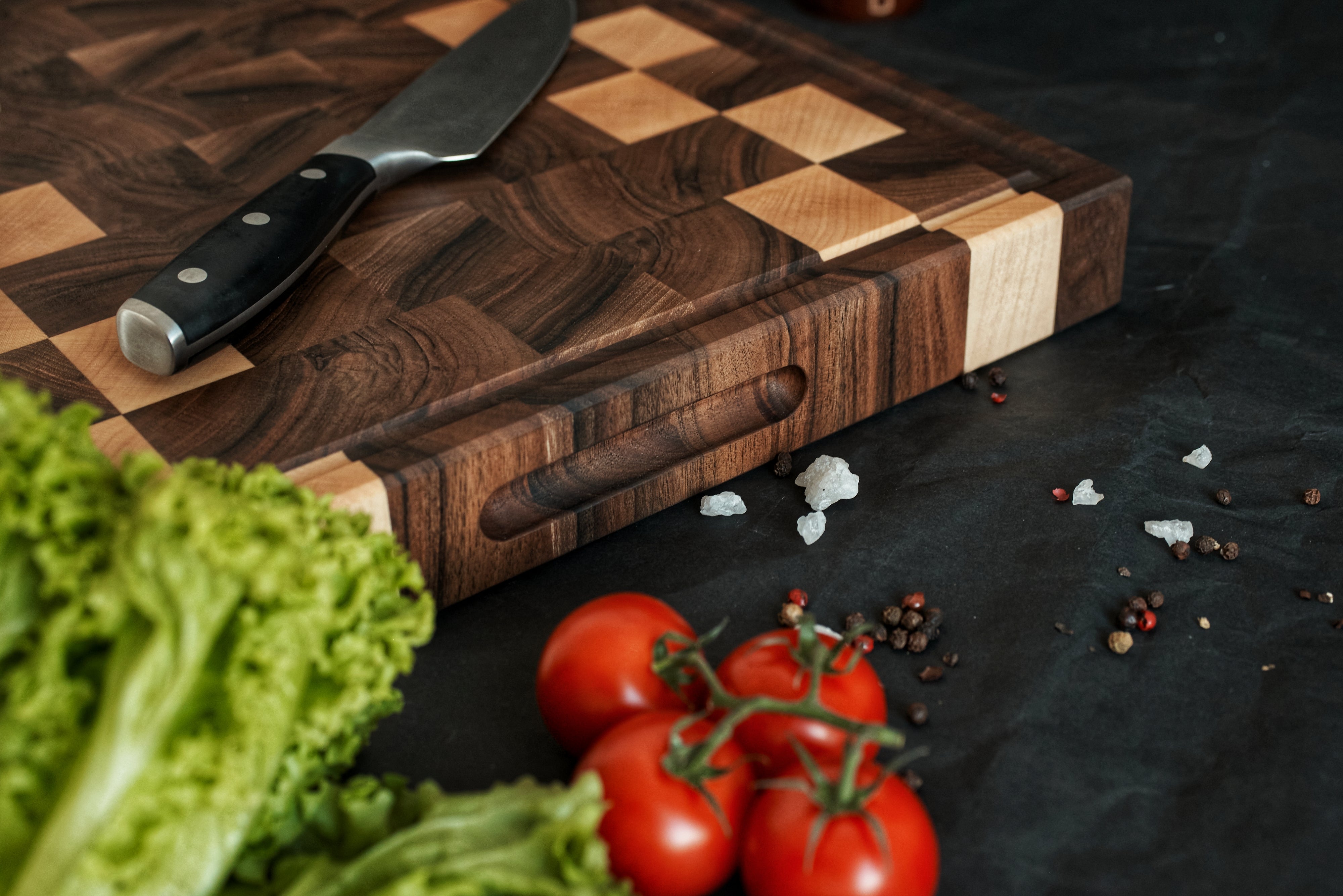 Personalized Double-sided Walnut and Maple End Grain Cutting Board