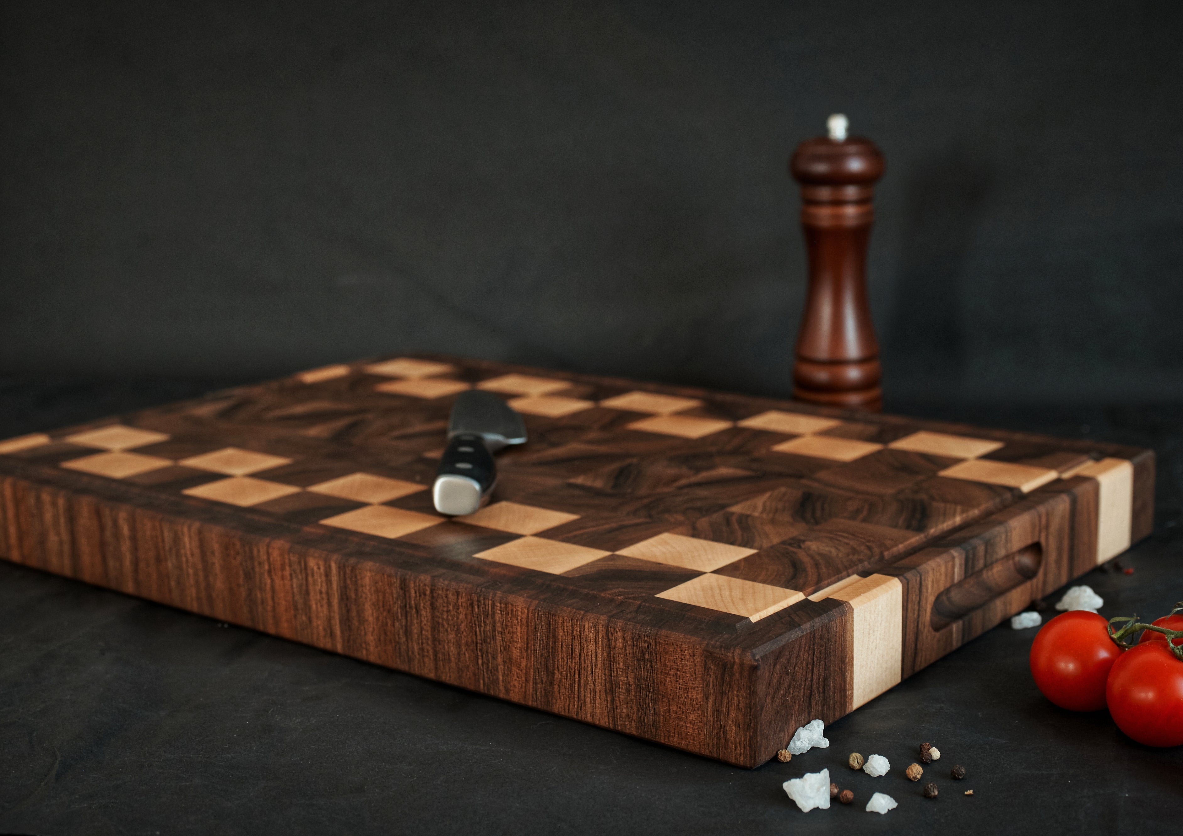 Personalized Double-sided Walnut and Maple End Grain Cutting Board