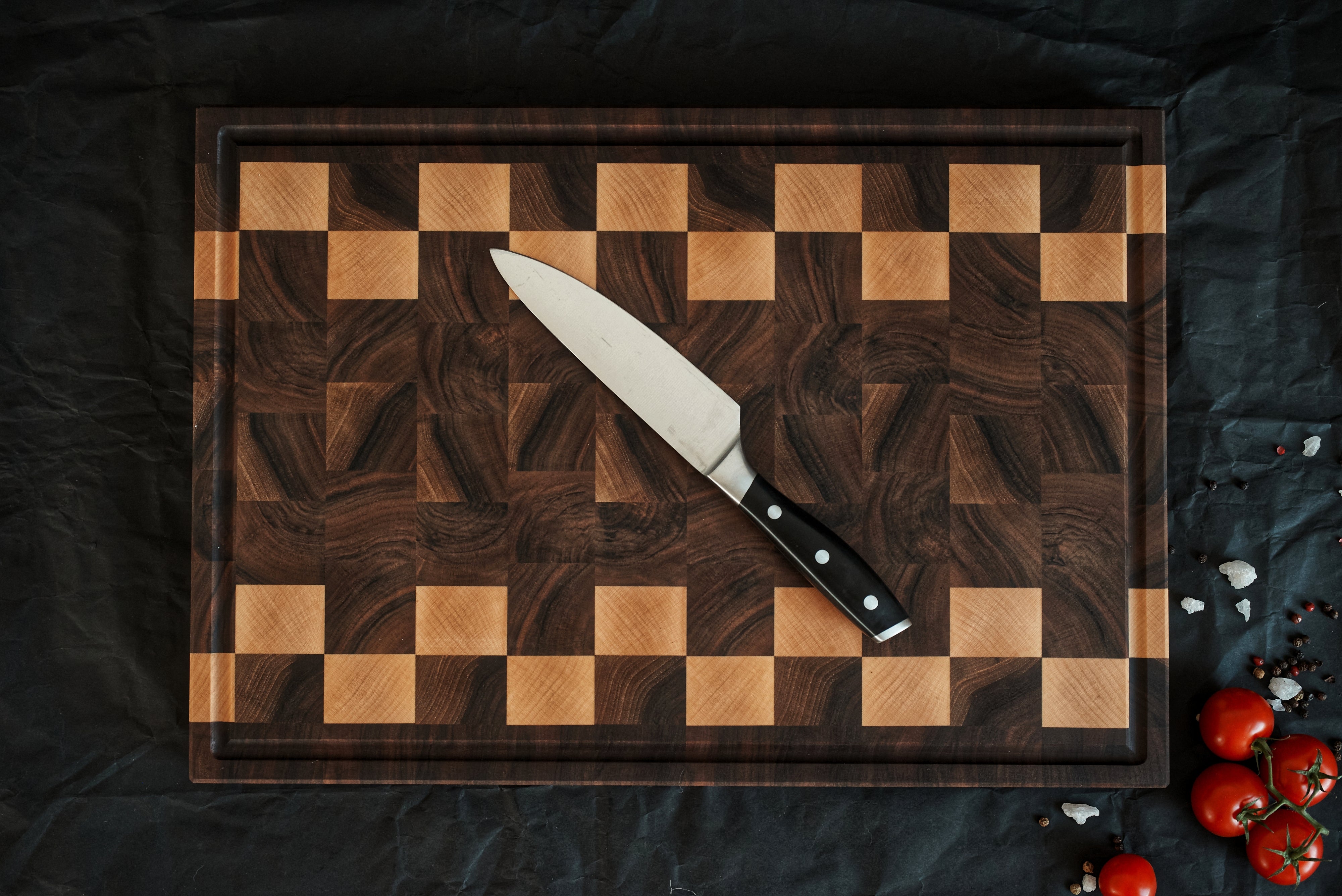 Personalized Double-sided Walnut and Maple End Grain Cutting Board