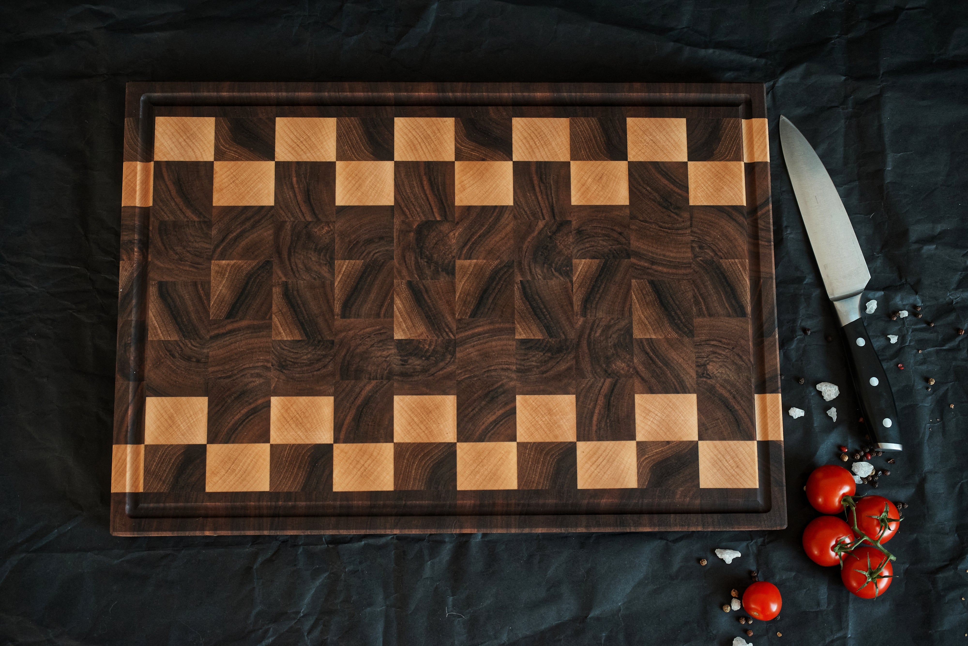 Personalized Double-sided Walnut and Maple End Grain Cutting Board