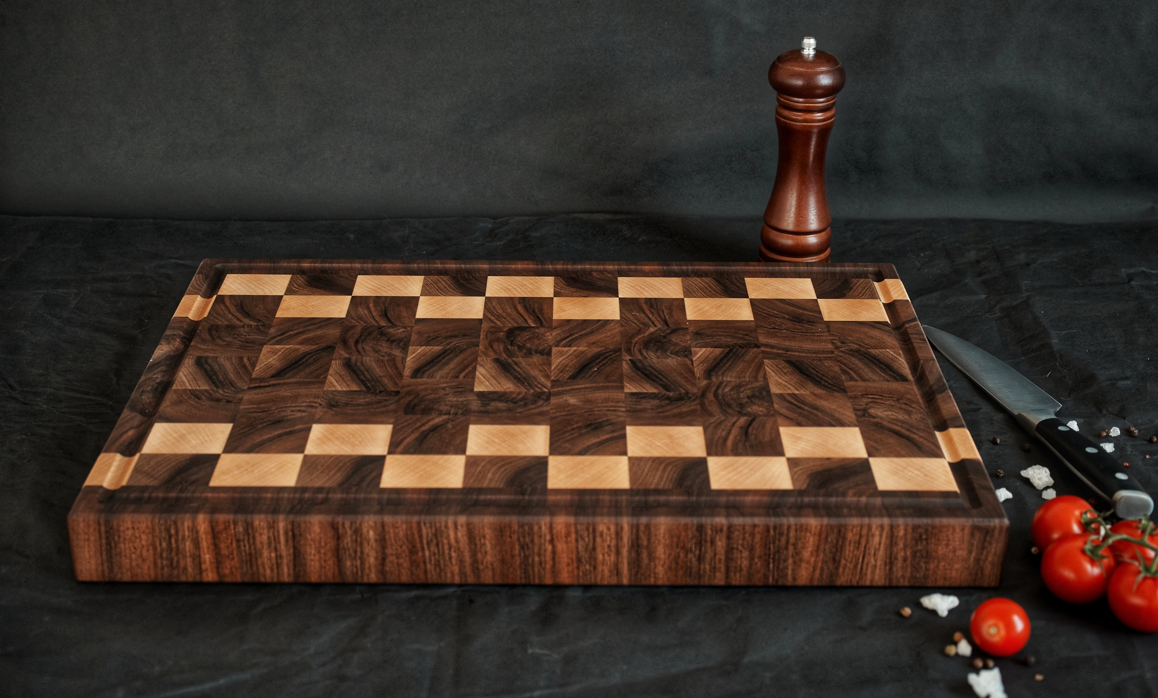 Personalized Double-sided Walnut and Maple End Grain Cutting Board