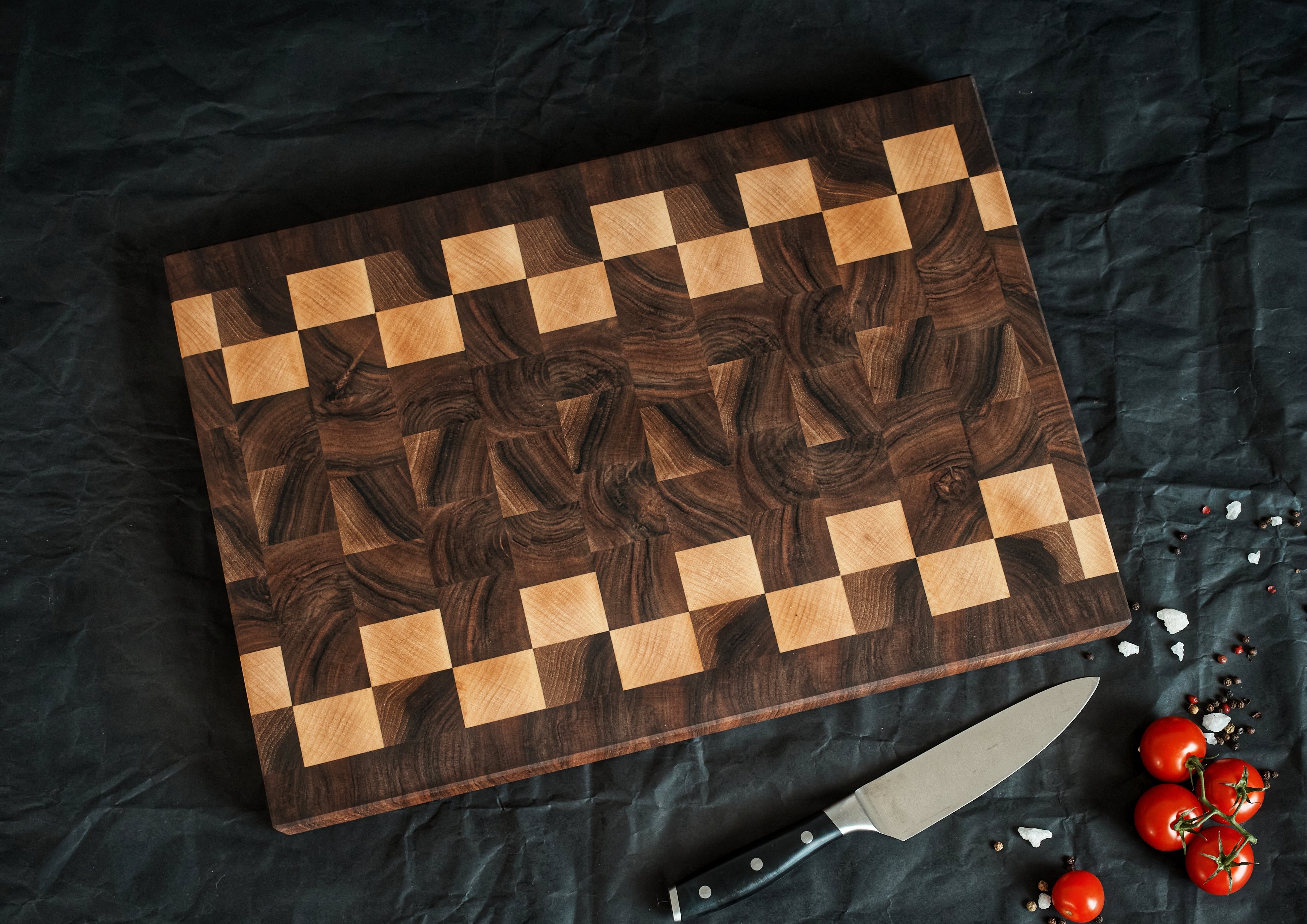 Personalized Double-sided Walnut and Maple End Grain Cutting Board