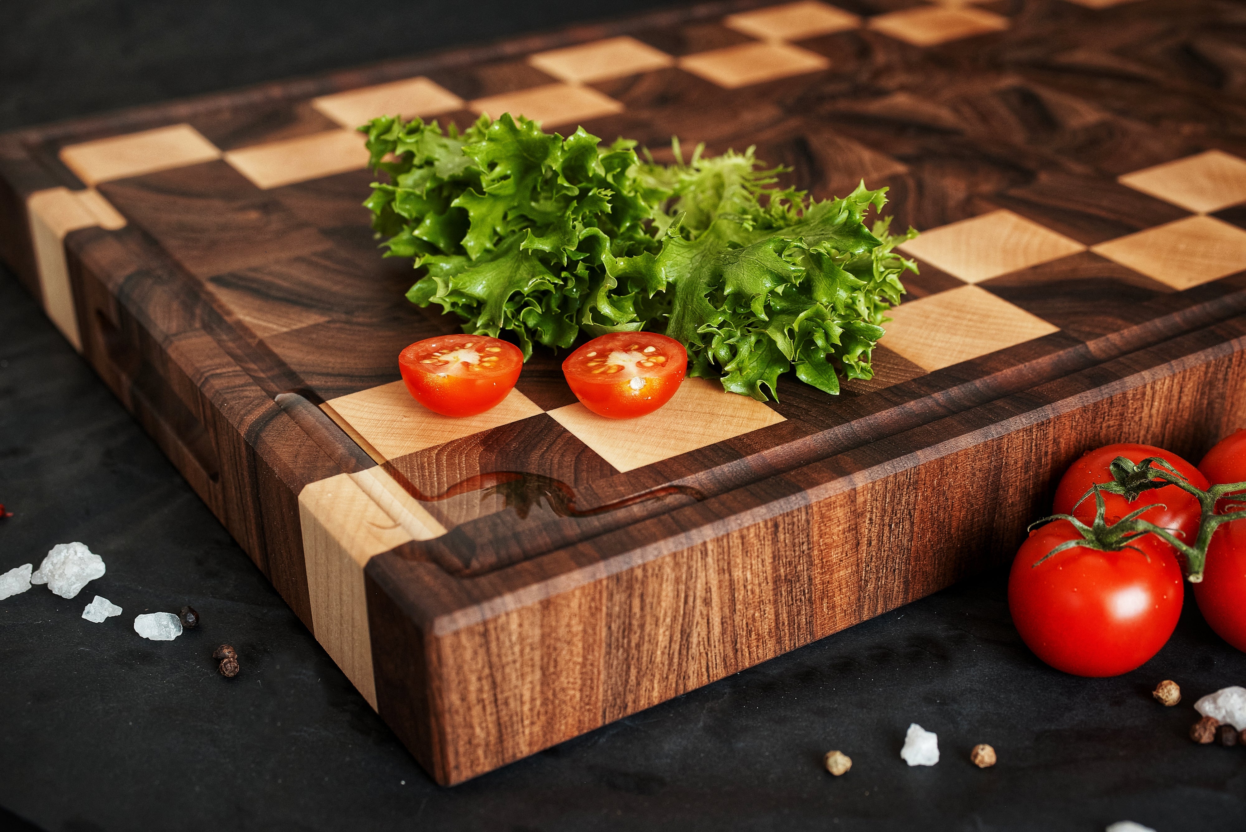 Personalized Double-sided Walnut and Maple End Grain Cutting Board