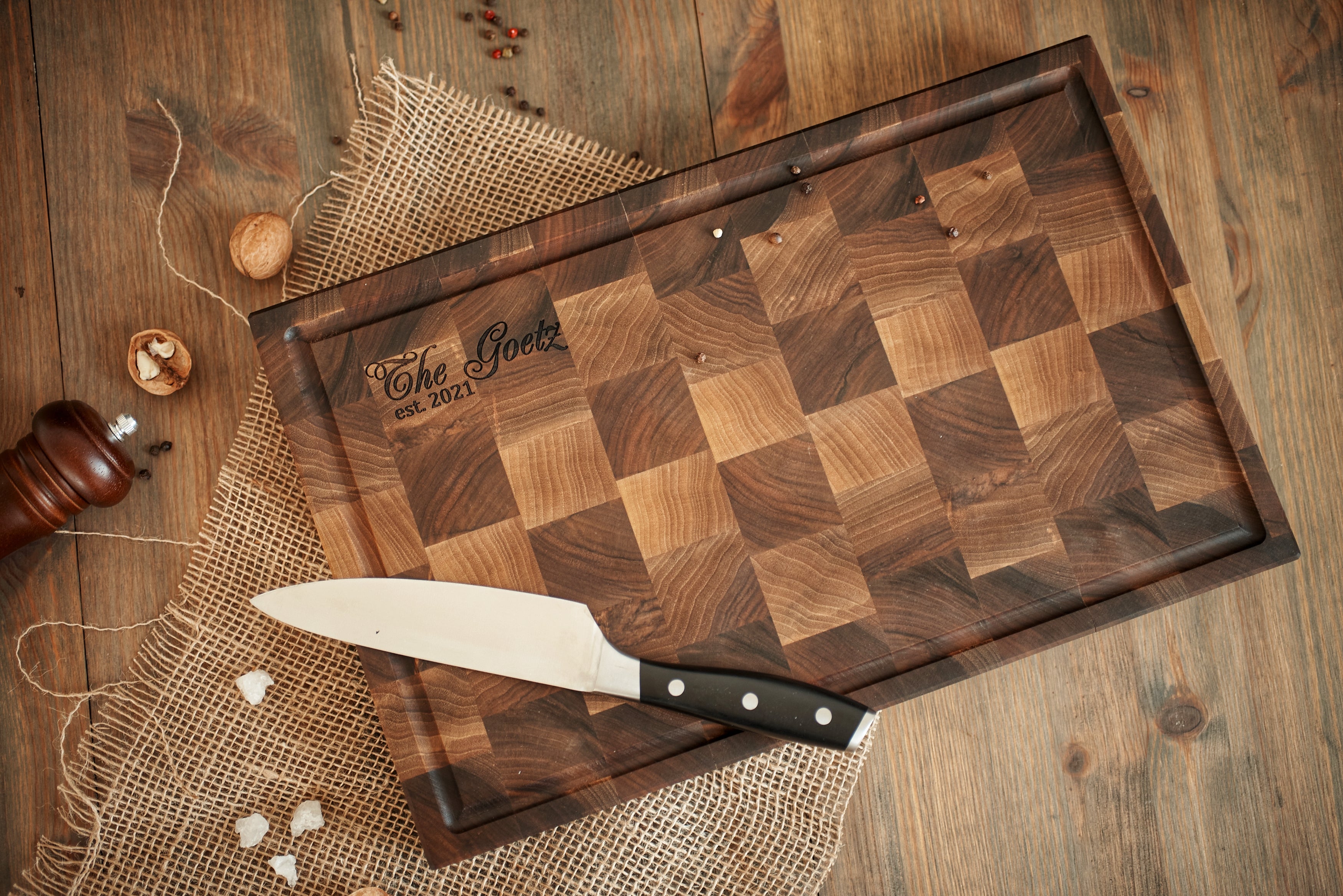 Personalized Walnut  End Grain Cutting Board