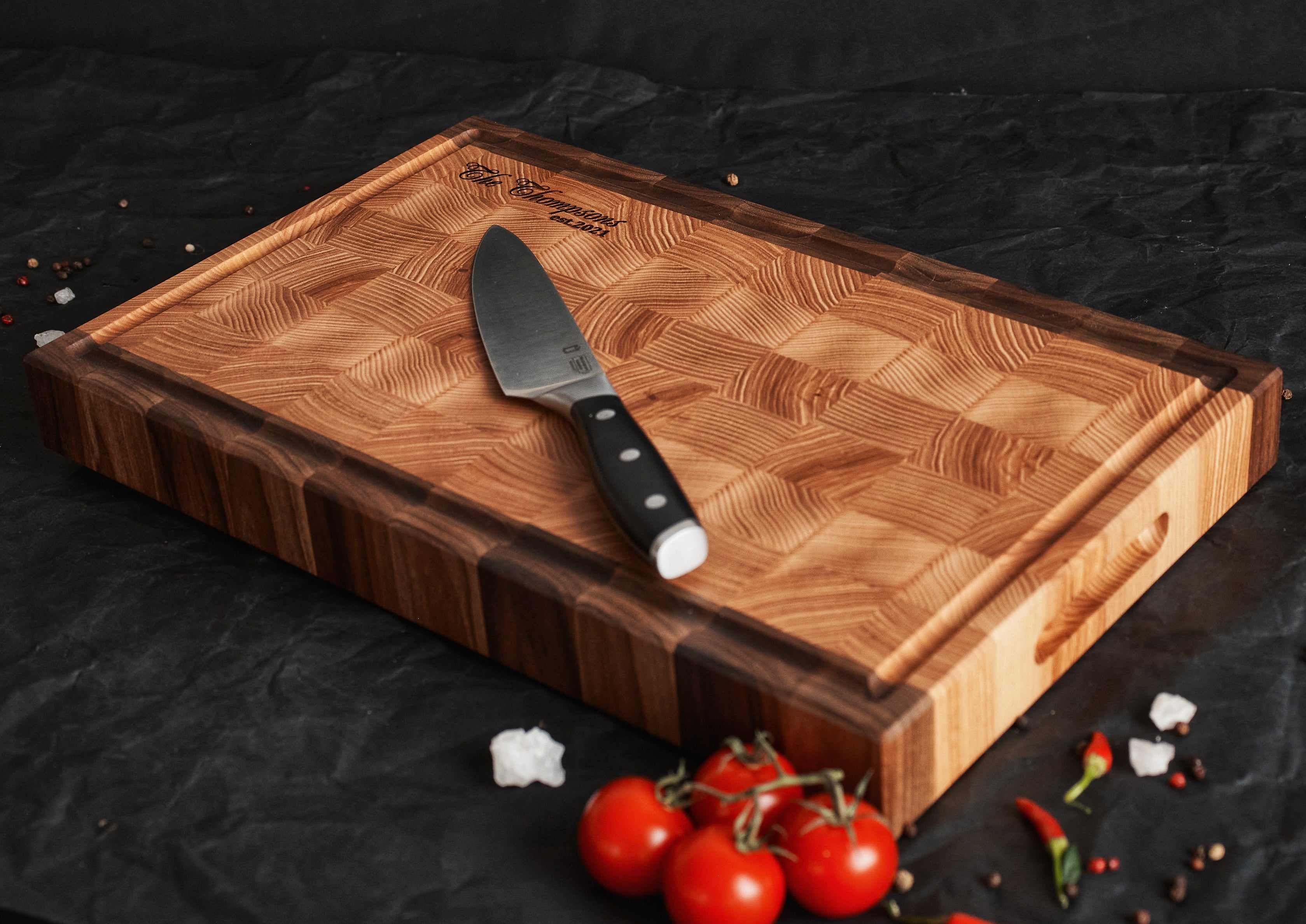 Personalized Double-sided Walnut and Cherry End Grain Cutting Board