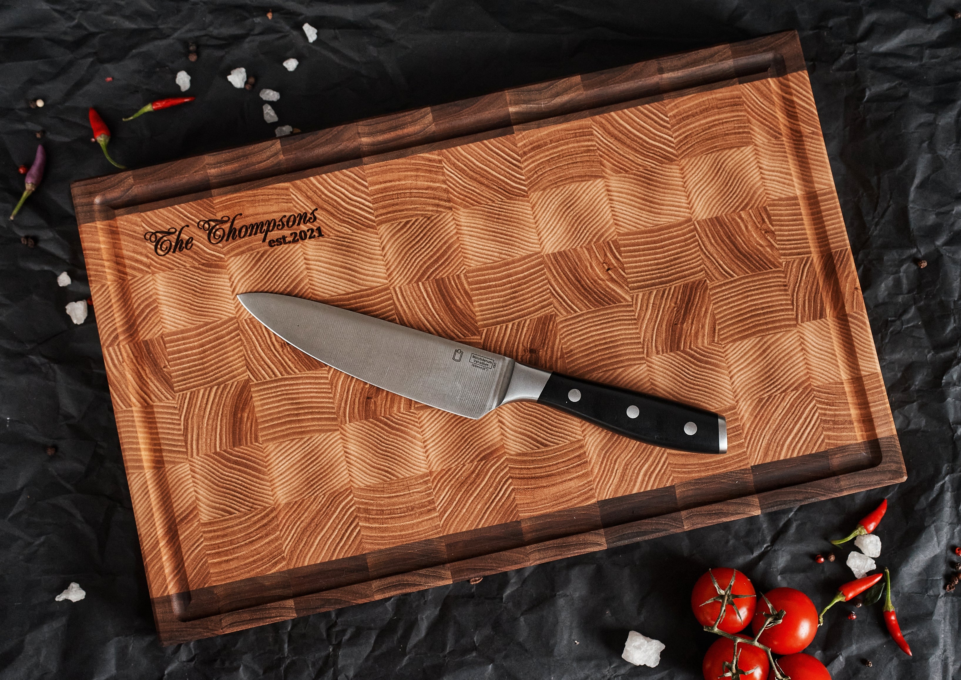 Personalized Double-sided Walnut and Cherry End Grain Cutting Board