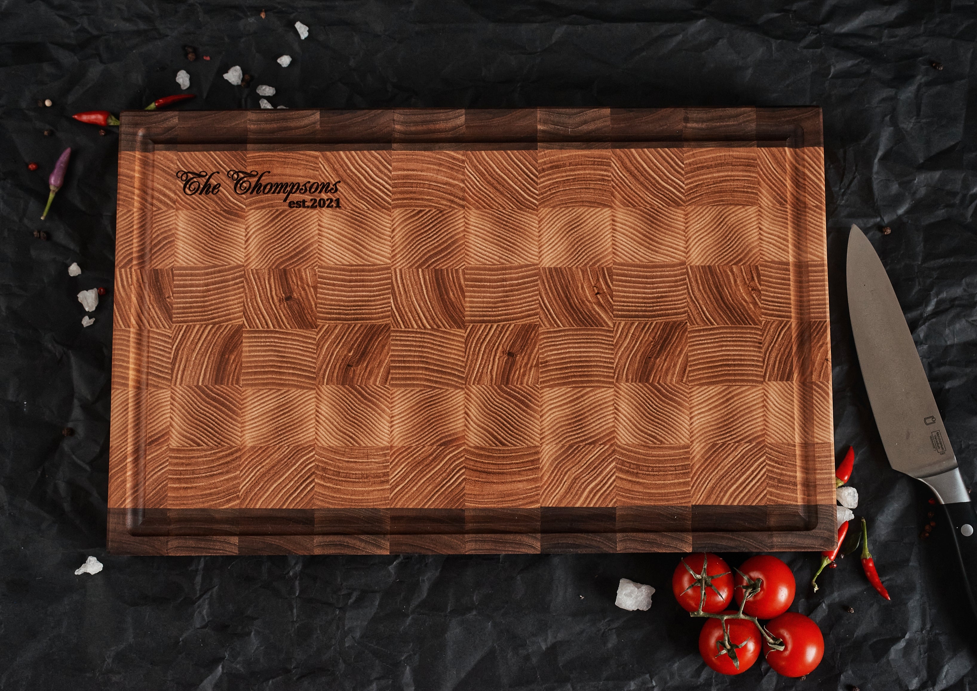 Personalized Double-sided Walnut and Cherry End Grain Cutting Board