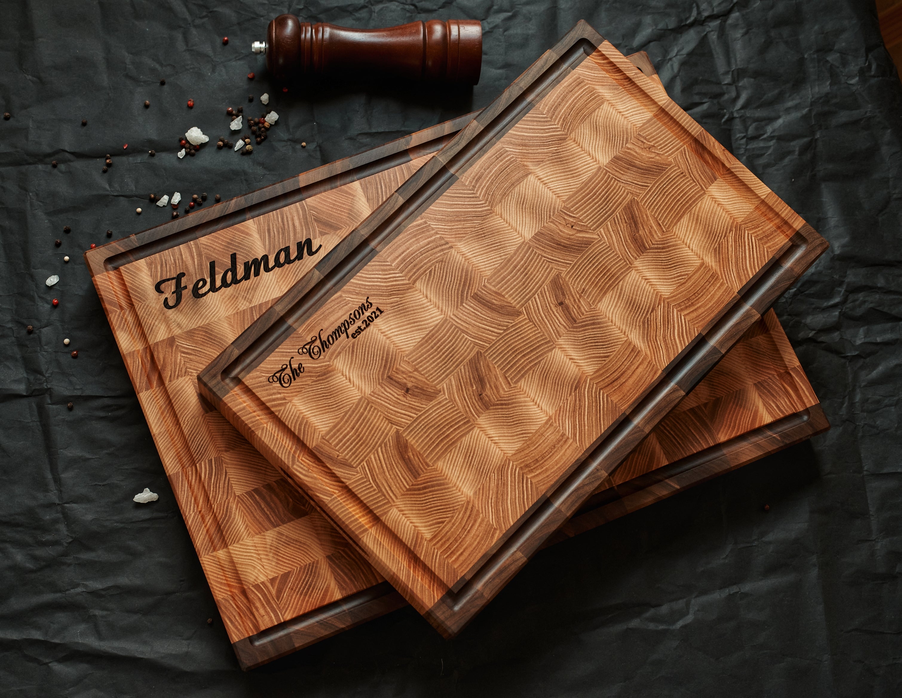 Personalized Double-sided Walnut and Cherry End Grain Cutting Board